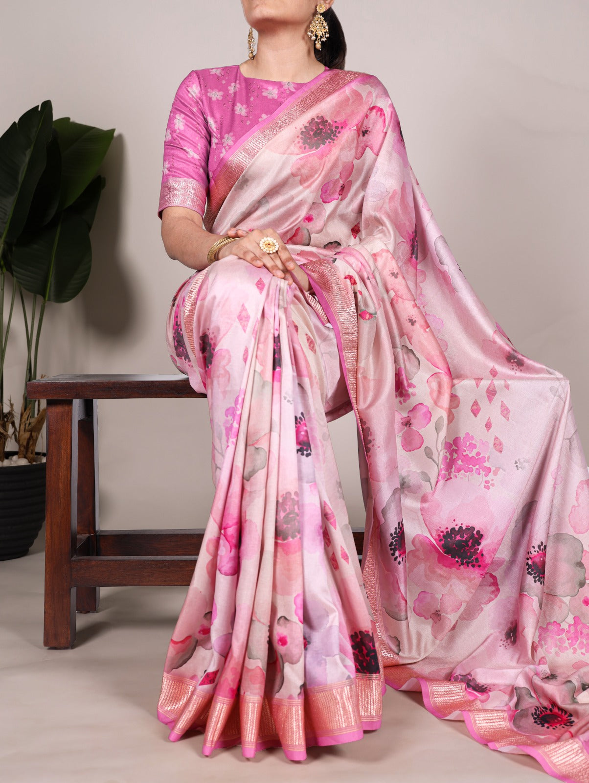 Tussar Silk With Viscose Border Printed Saree