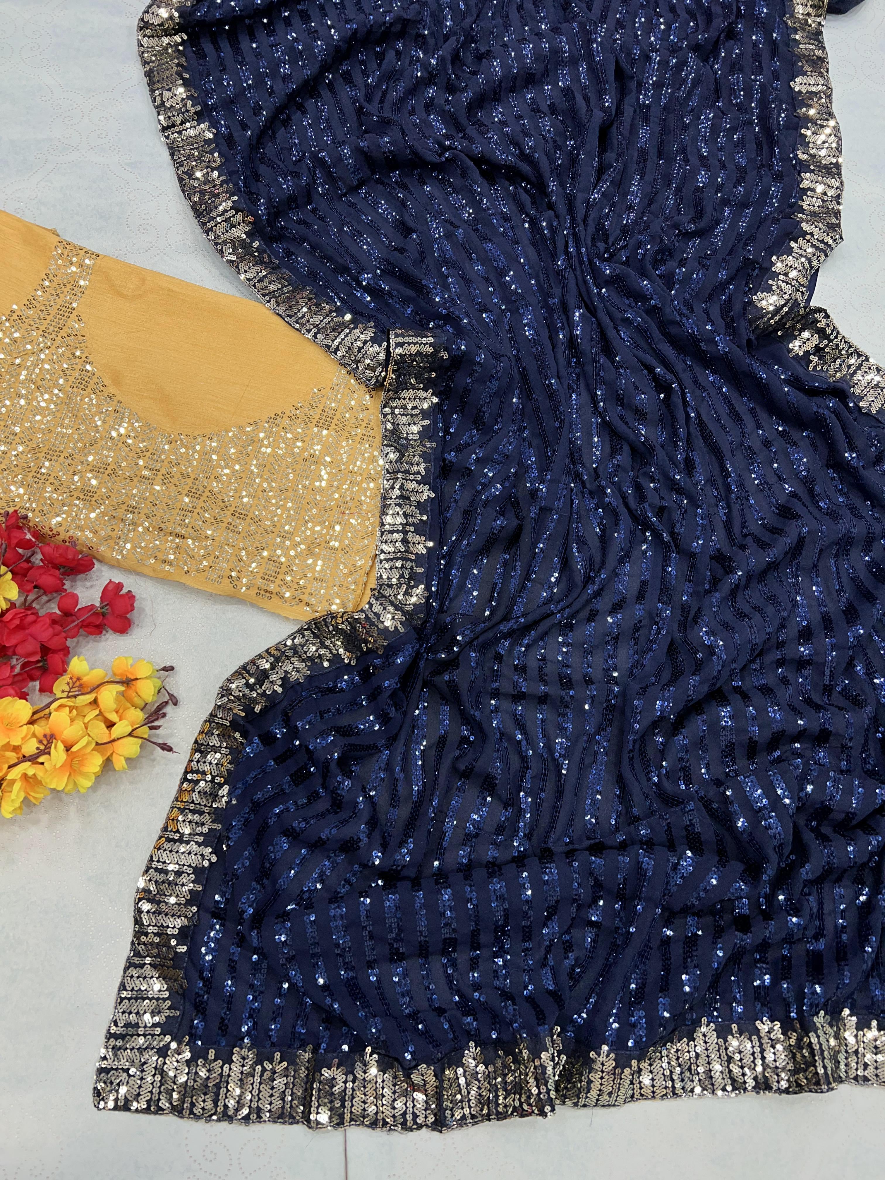 BEAUTIFUL COLOR IN PREMIUM SEQUINS SAREE