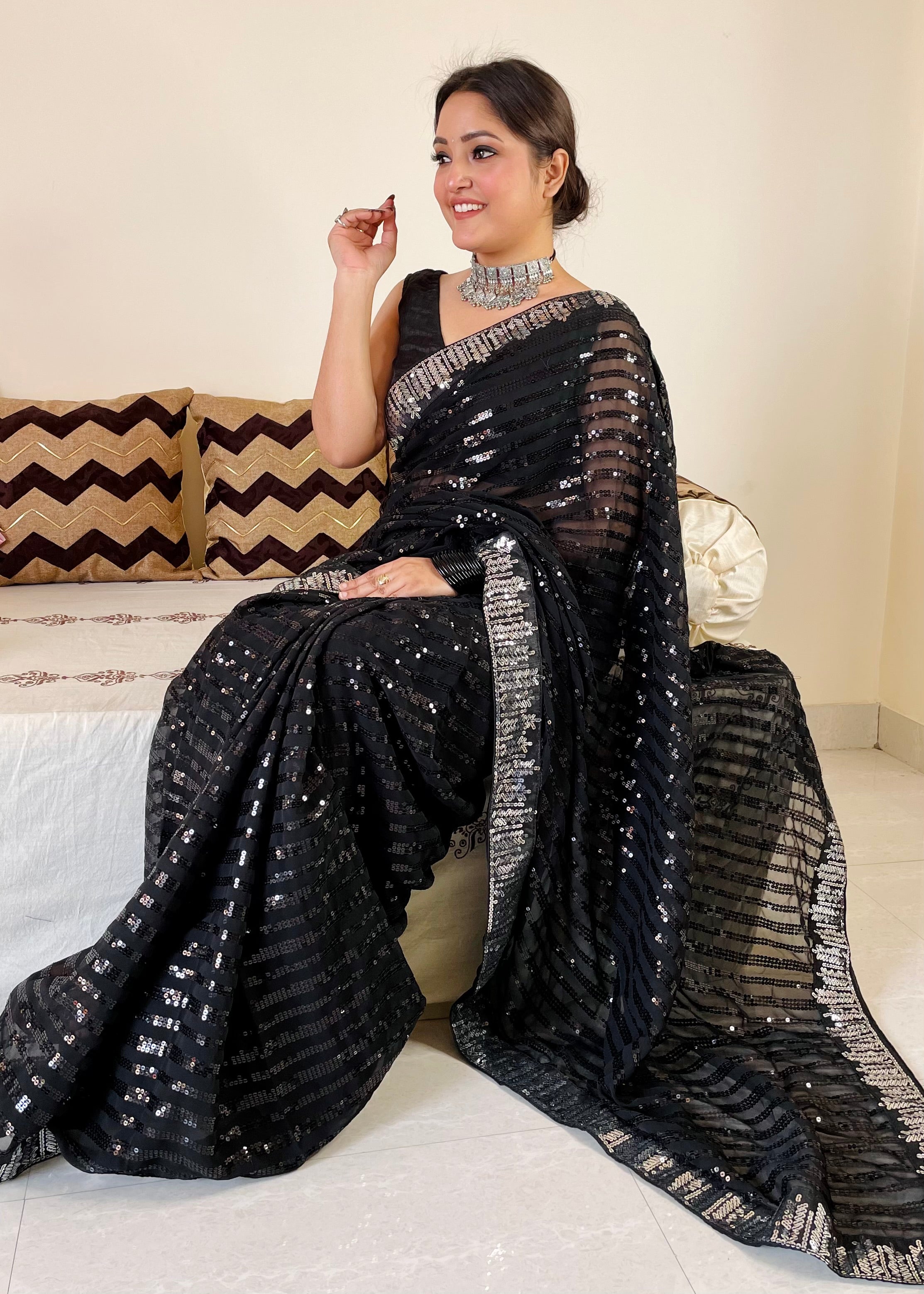 BEAUTIFUL COLOR IN PREMIUM SEQUINS SAREE