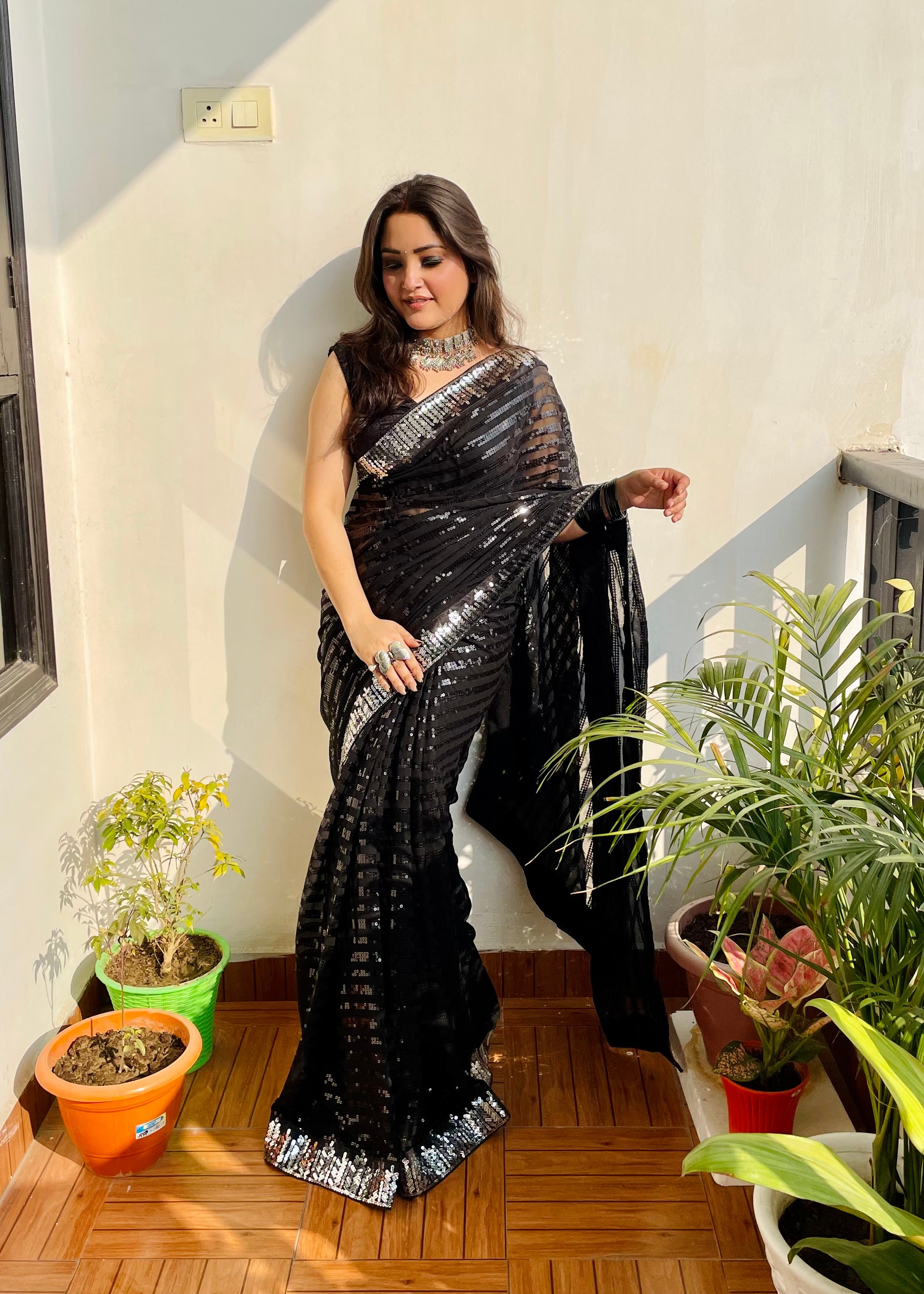 BEAUTIFUL COLOR IN PREMIUM SEQUINS SAREE