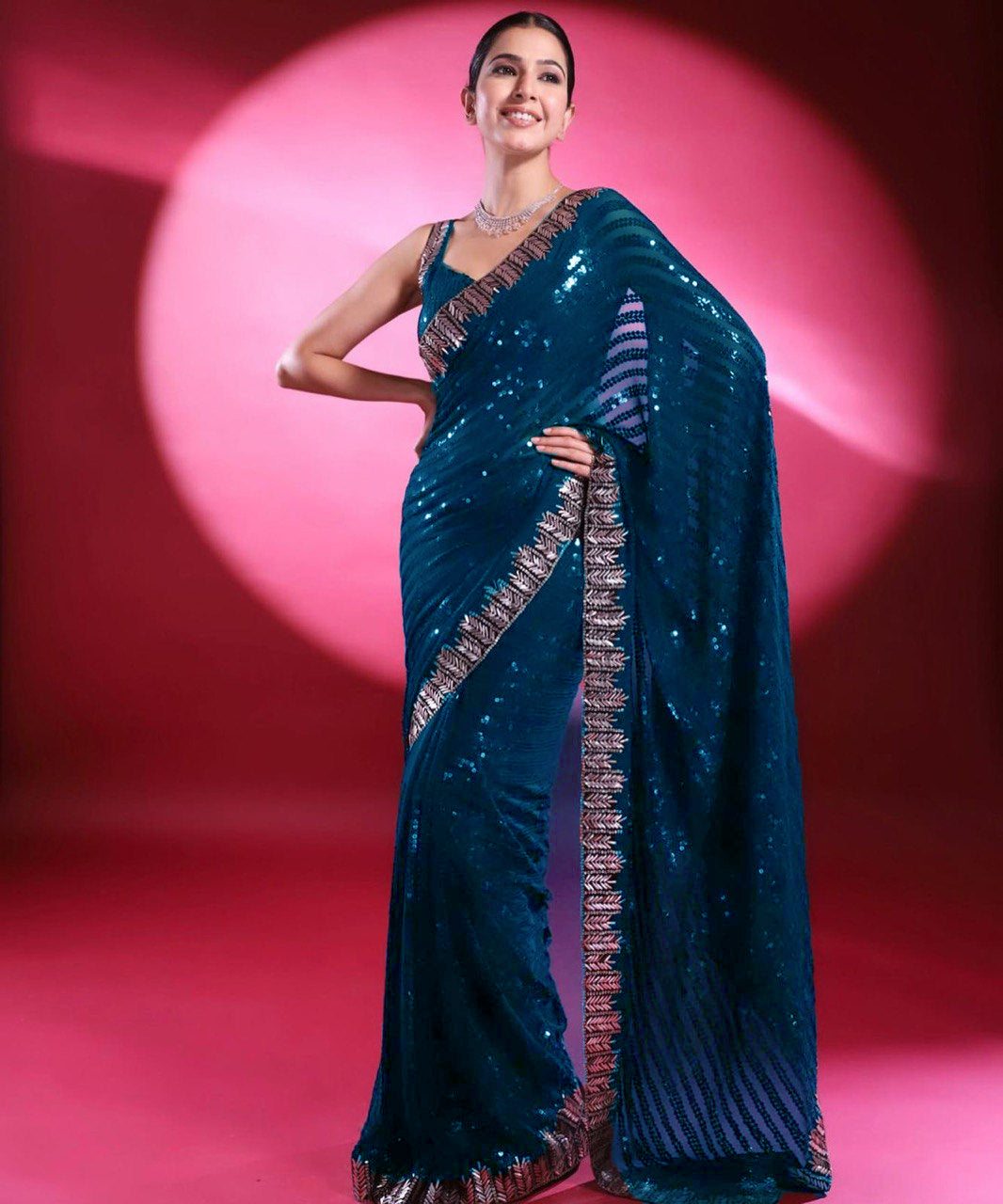 BEAUTIFUL COLOR IN PREMIUM SEQUINS SAREE