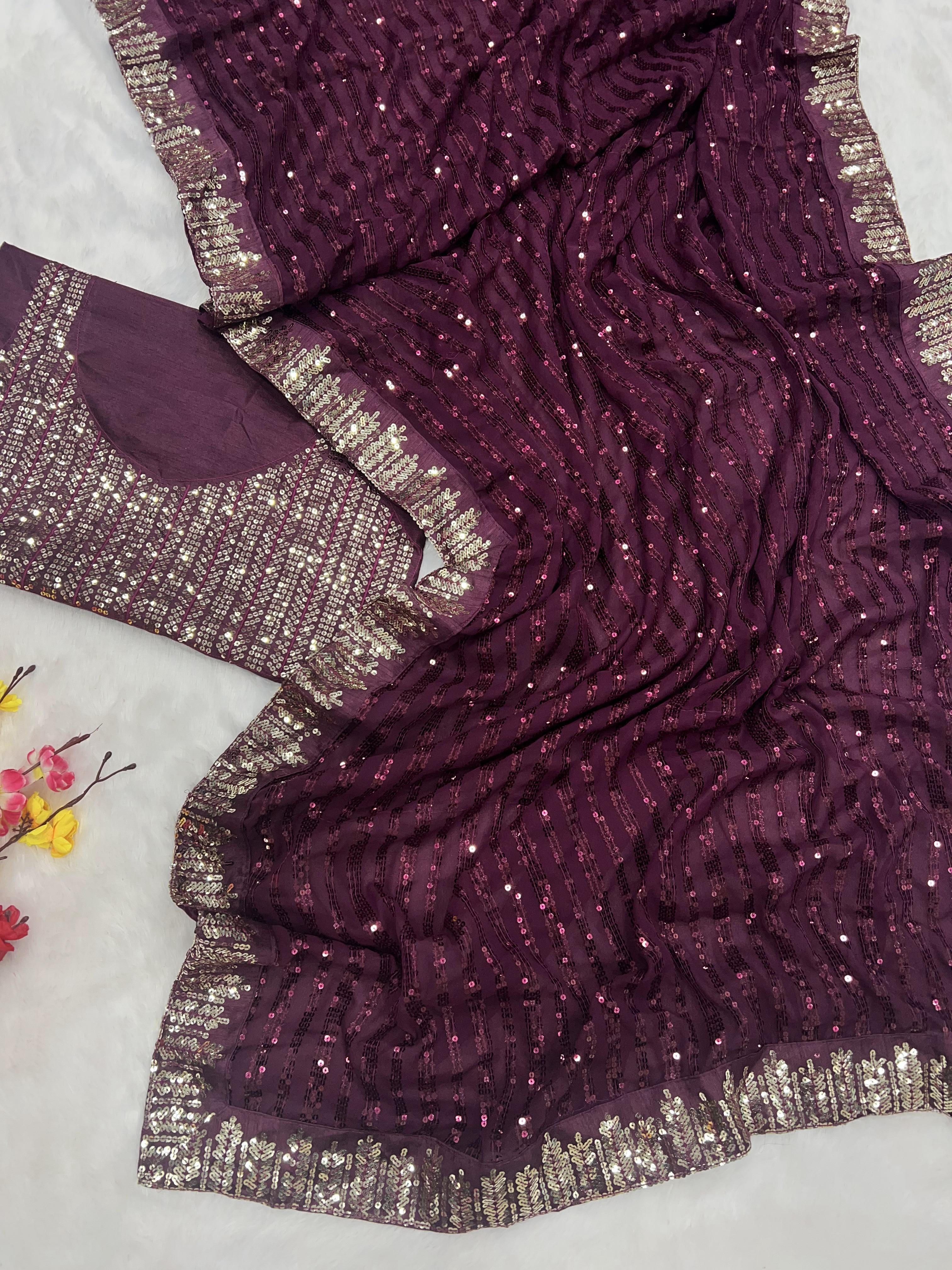 BEAUTIFUL COLOR IN PREMIUM SEQUINS SAREE