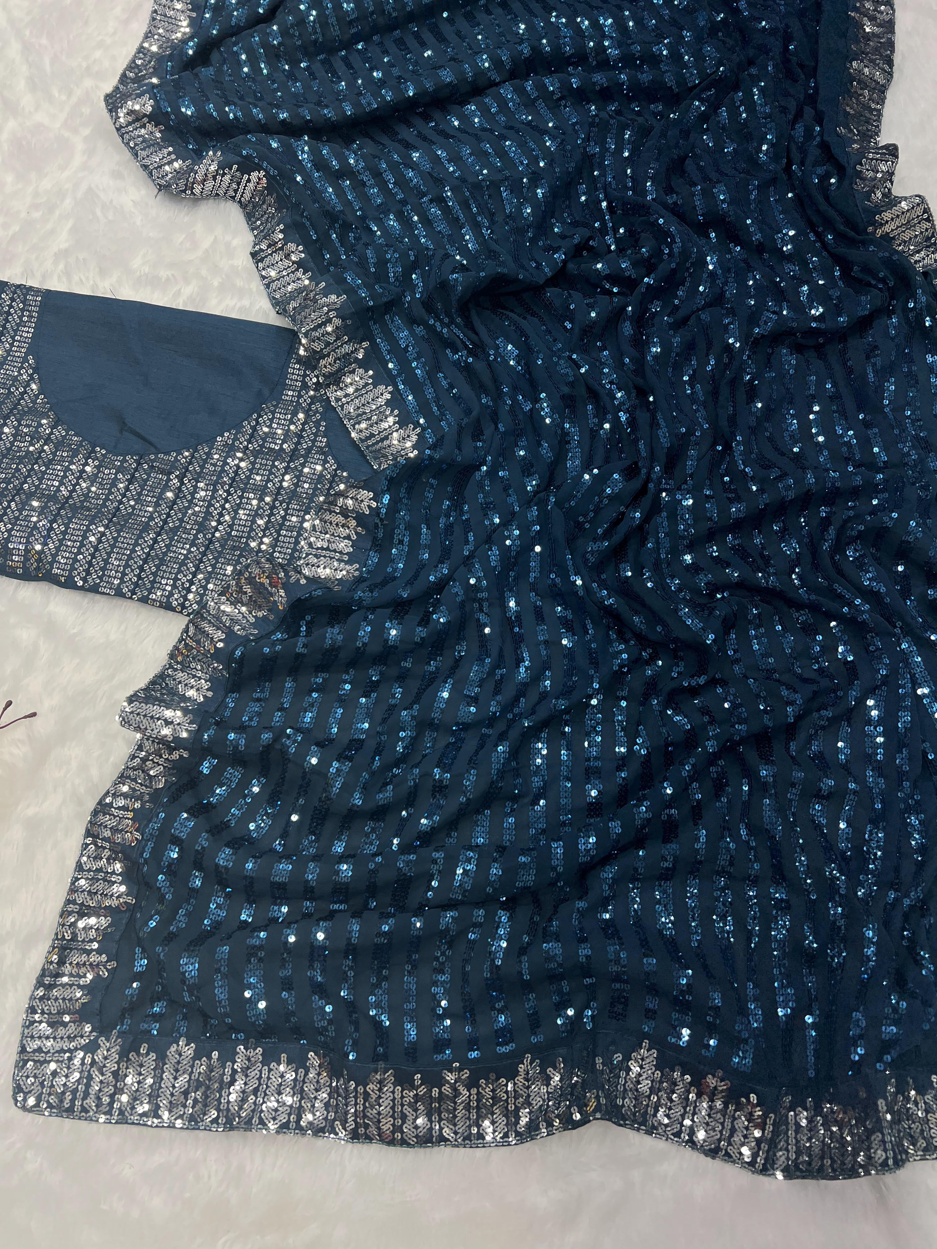 BEAUTIFUL COLOR IN PREMIUM SEQUINS SAREE