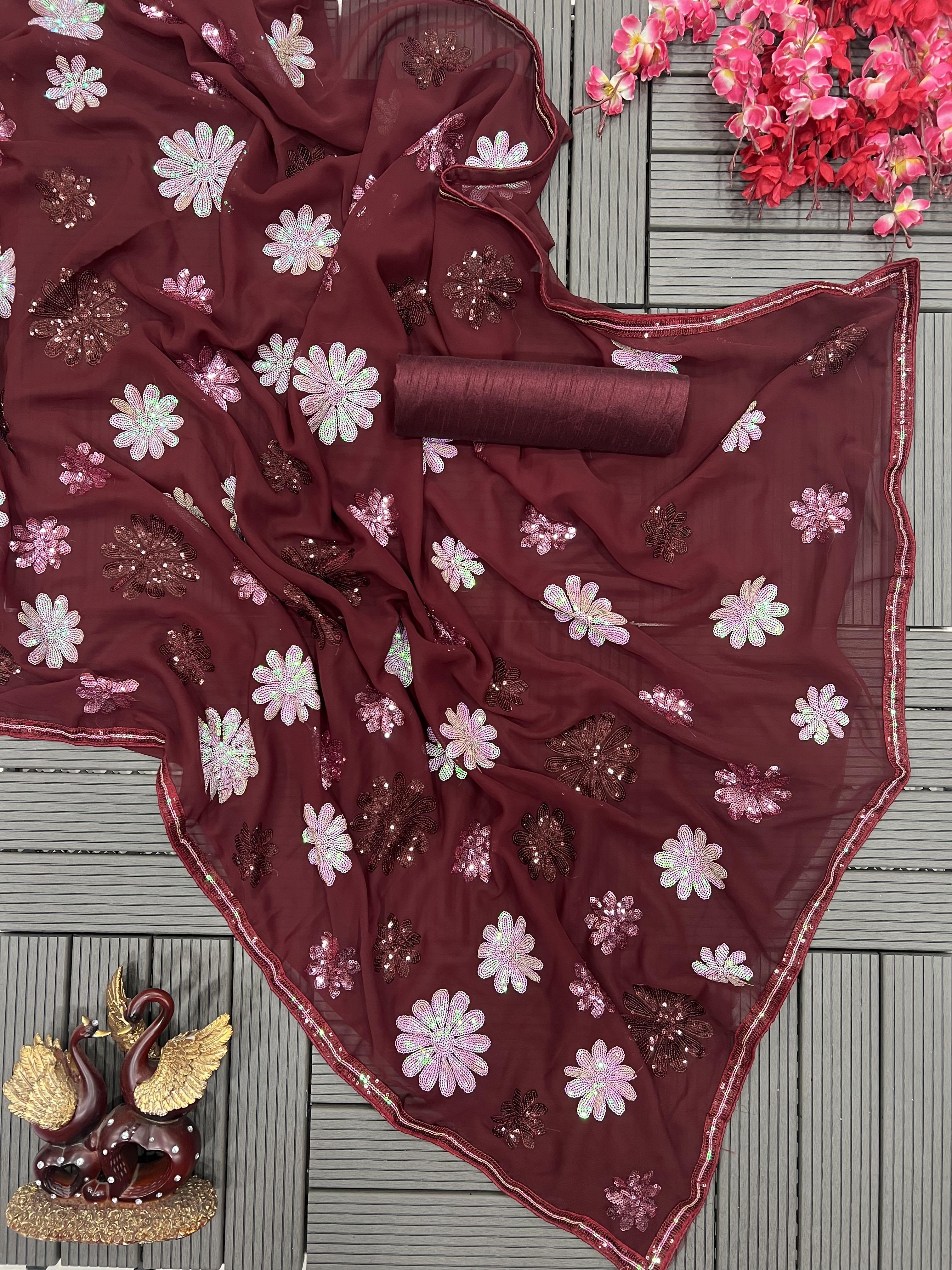 premium designer sequence saree