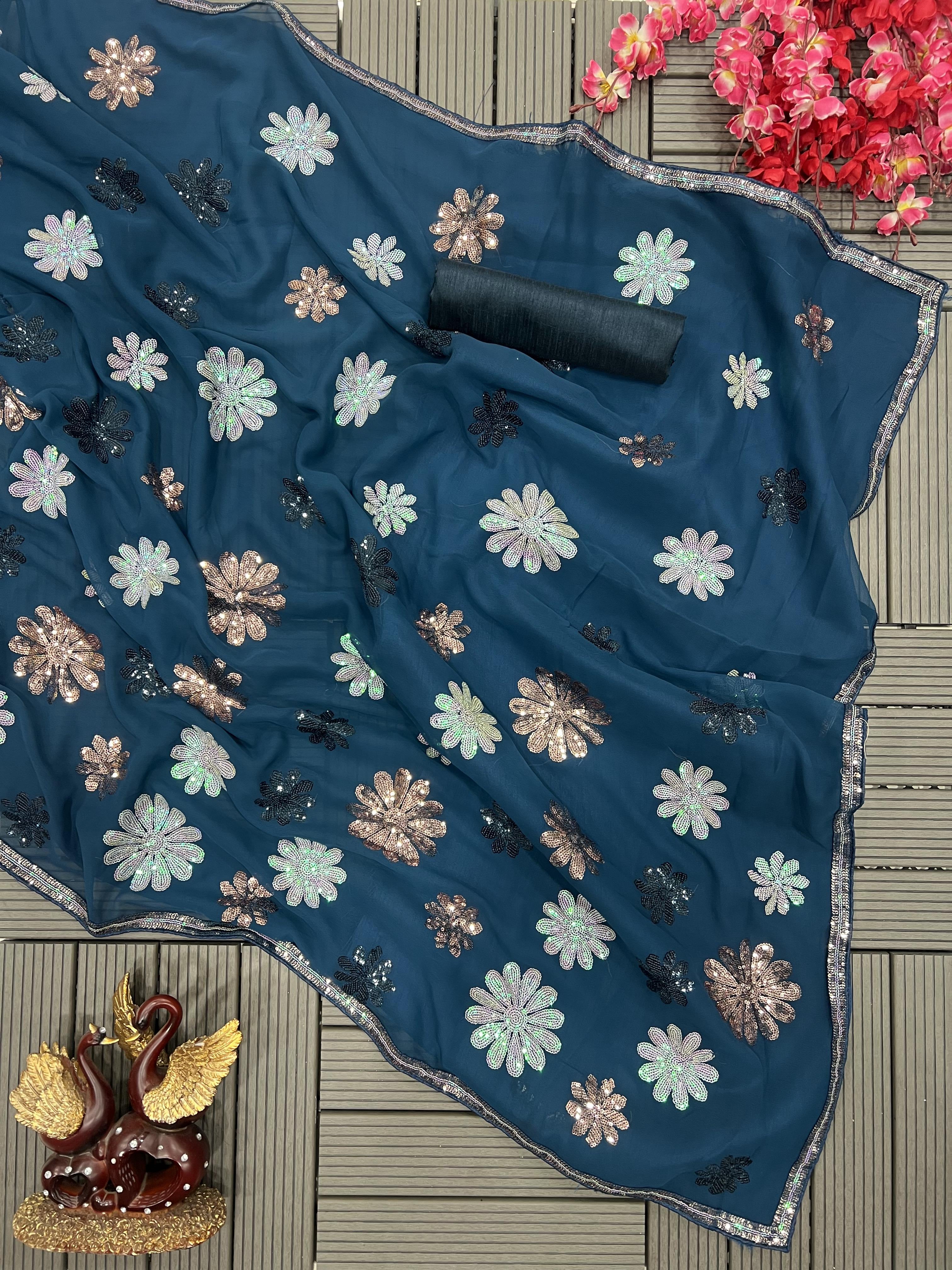 premium designer sequence saree