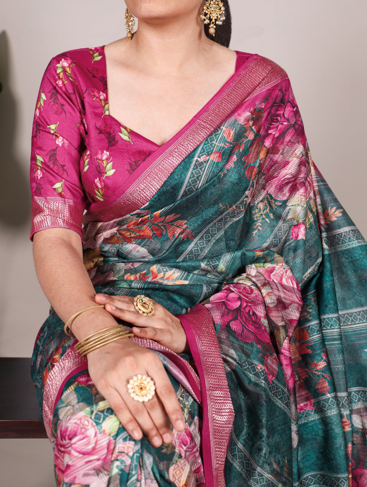 Tussar Silk With Viscose Border Printed Saree