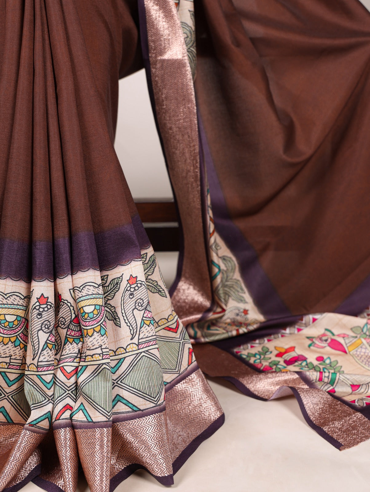 Tussar Silk With Viscose Border Printed Saree