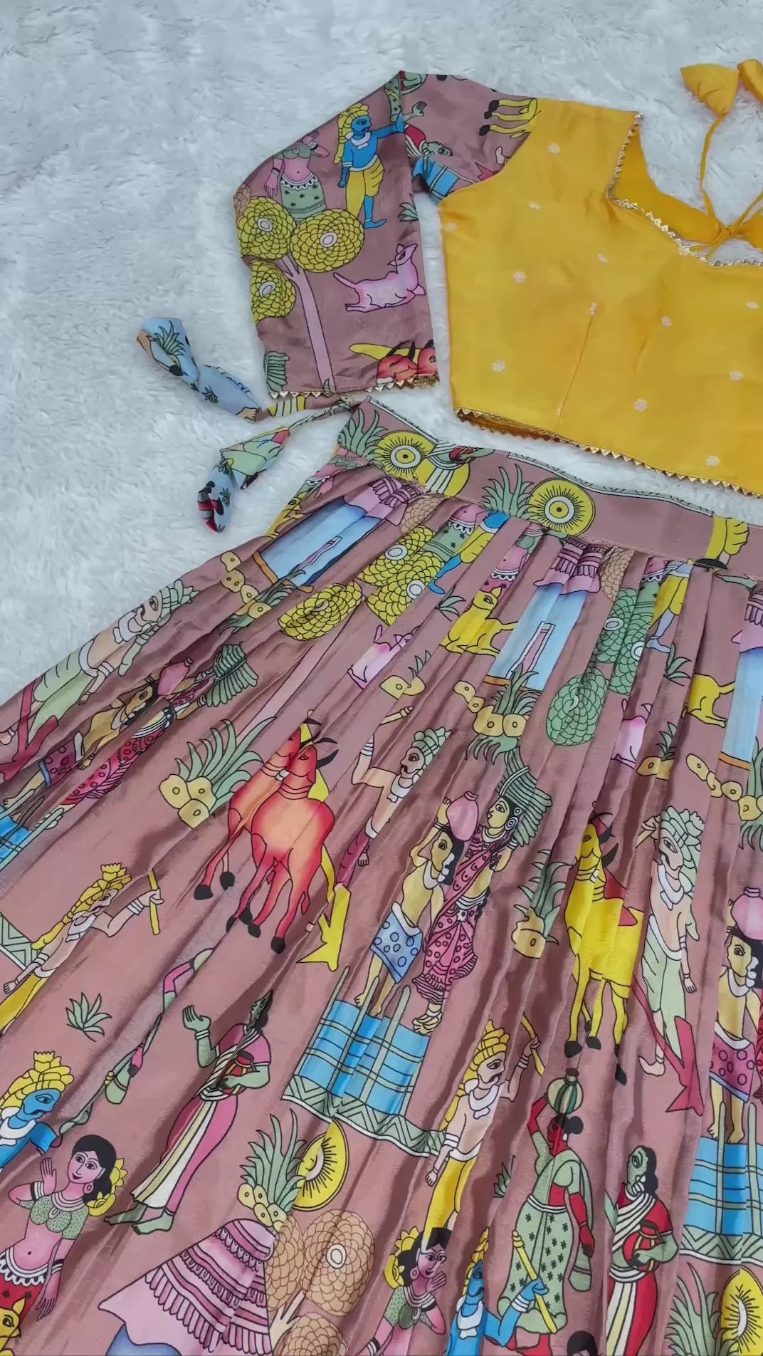 Elegant Kalamkari Printed Lehenga Choli for Weddings and Festive Wear