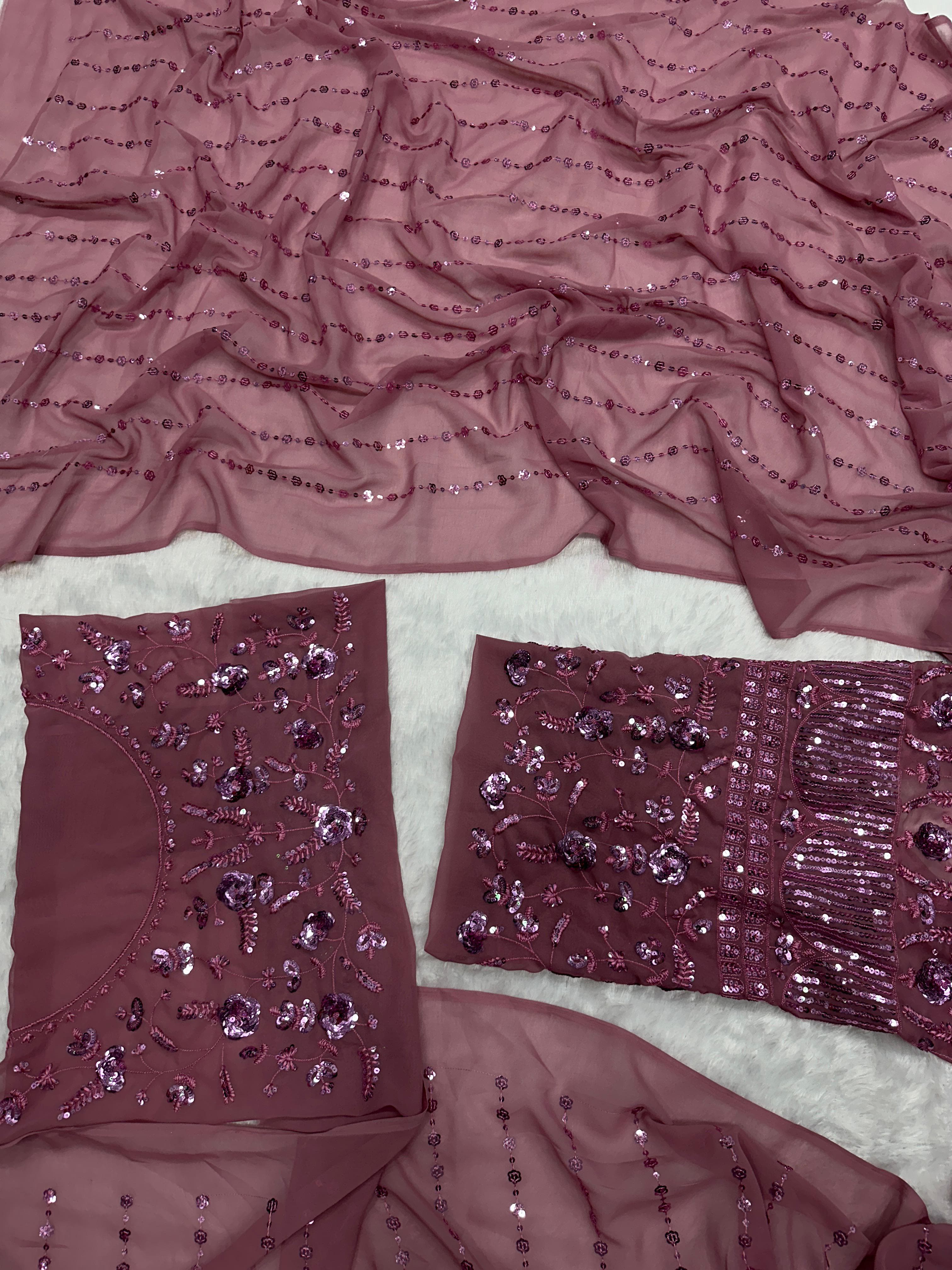 Pure Georgette fabric with Embroidery Sequins work saree