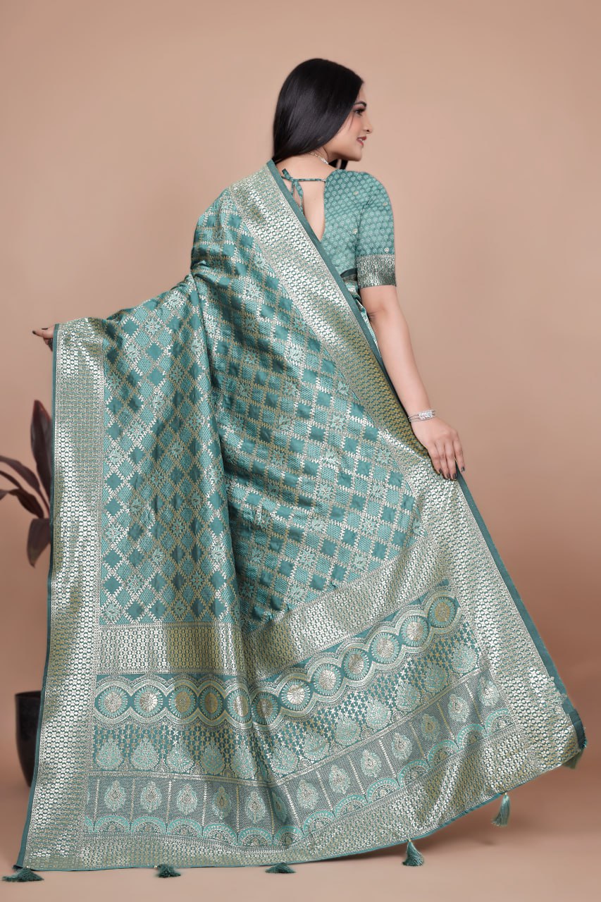 Sea Green Banarasi Silk Saree