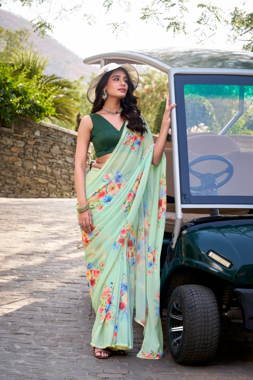 Weightless charm, pearled grace Saree