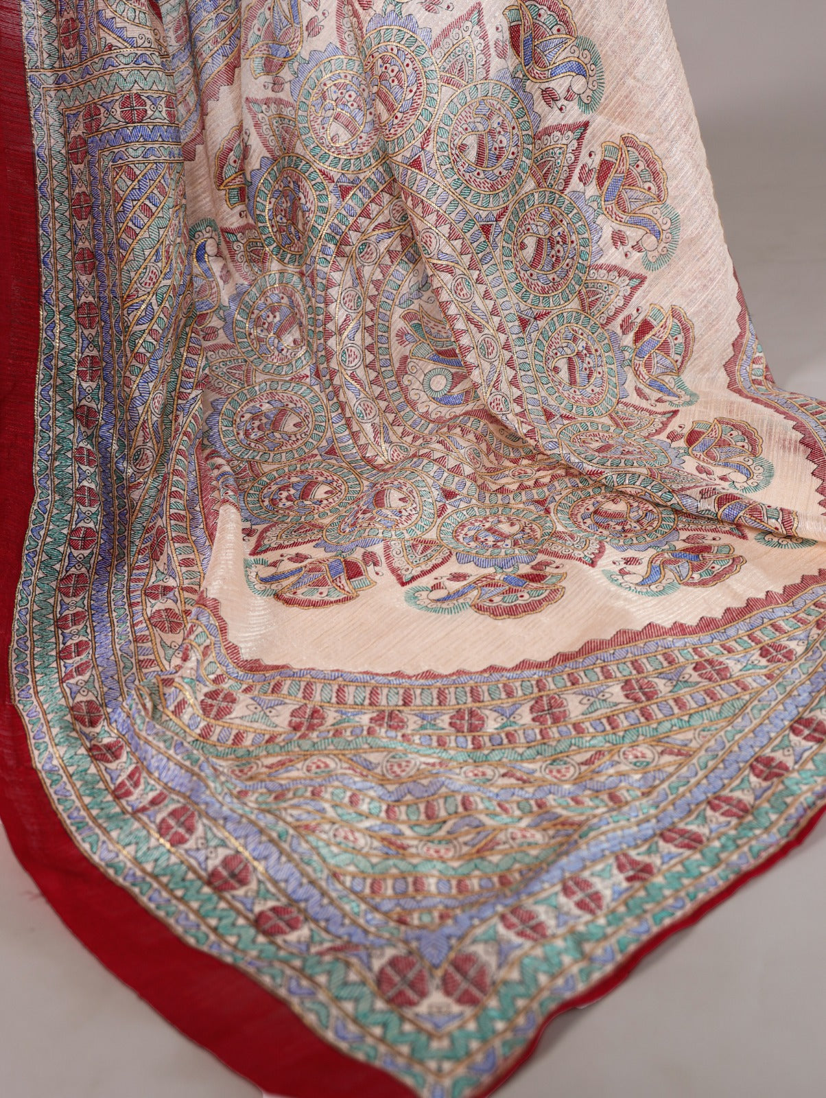 Fusion Of Madhubani and Bandhej Saree