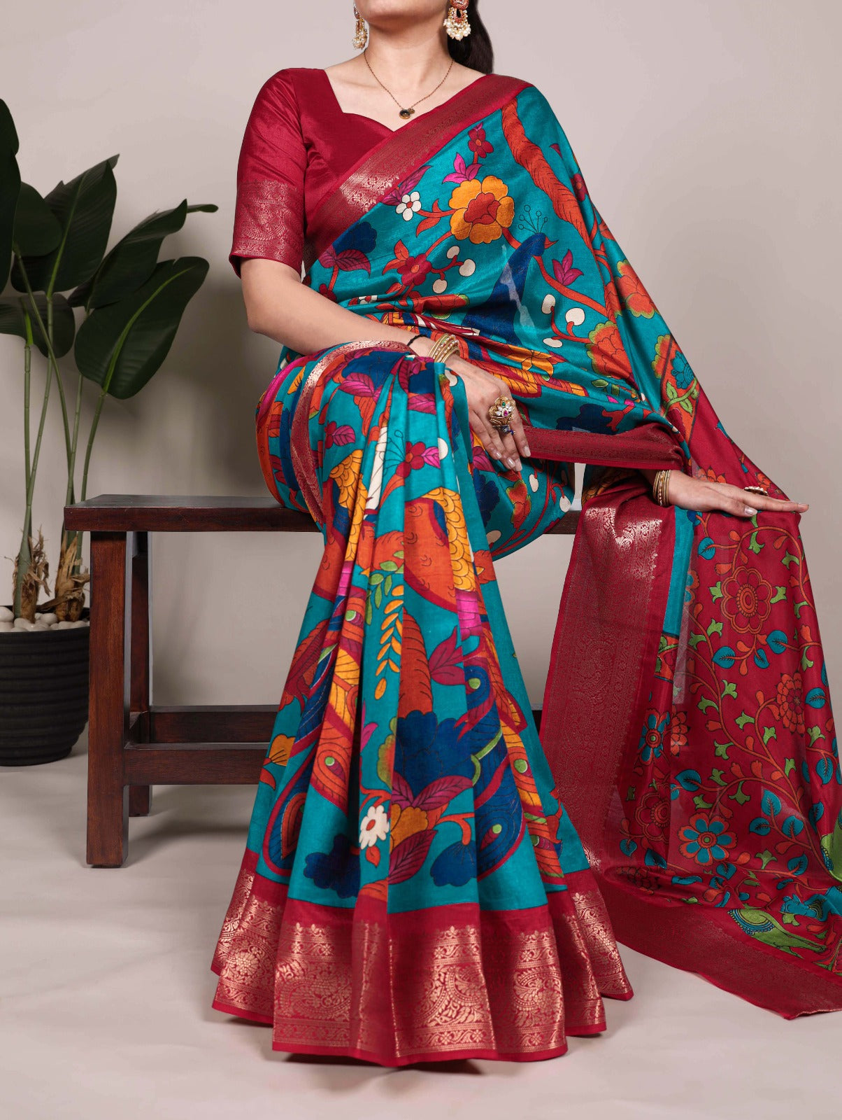Printed With Zari Weaving Work Saree
