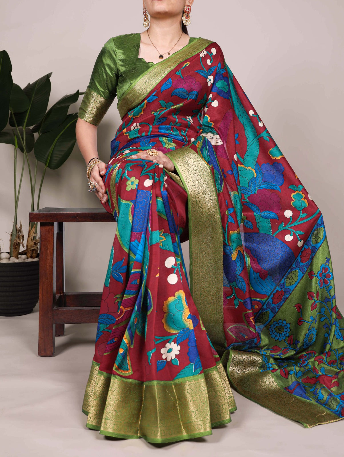 Printed With Zari Weaving Work Saree