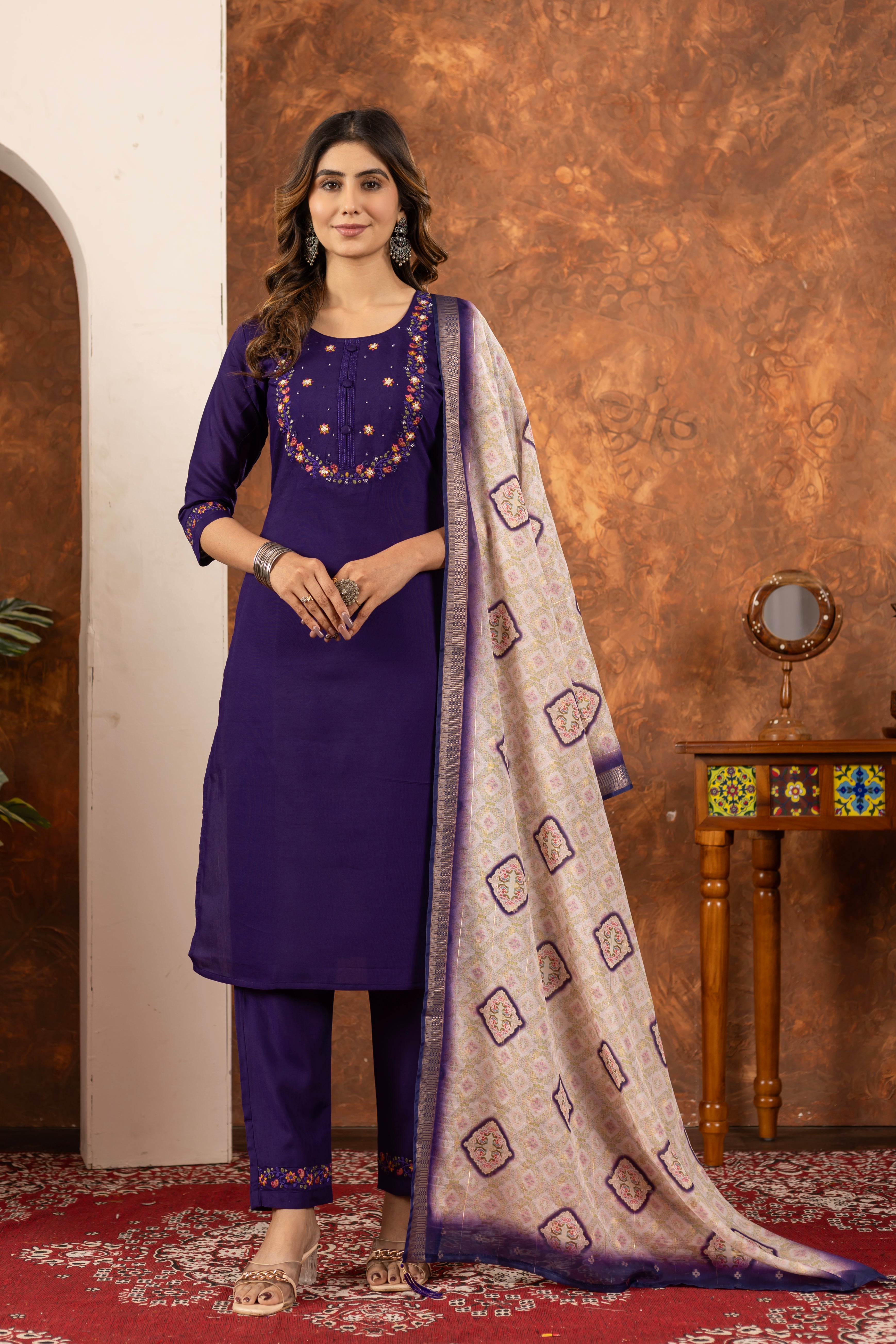Elegant Straight Kurti Pant Dupatta