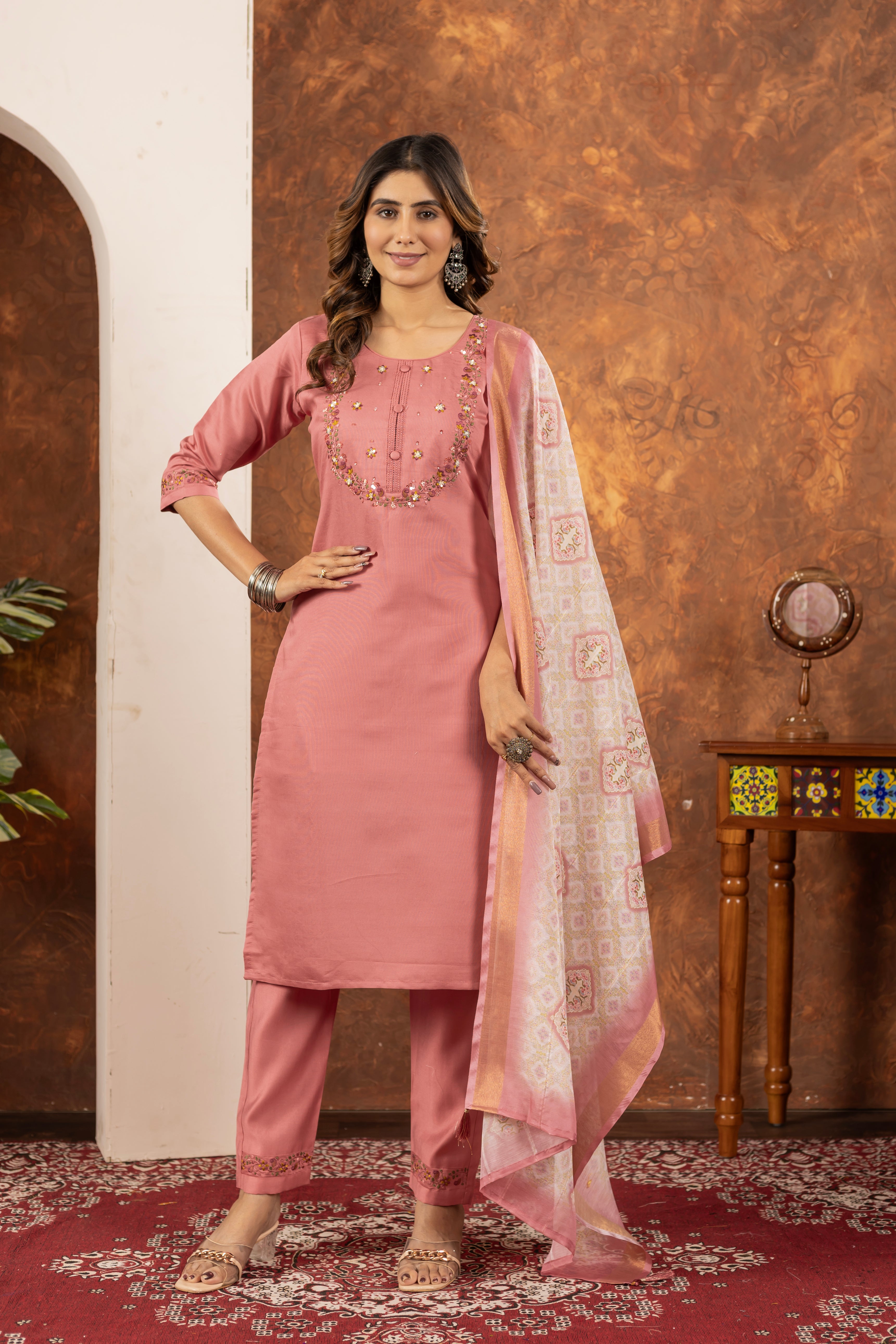 Elegant Straight Kurti Pant Dupatta