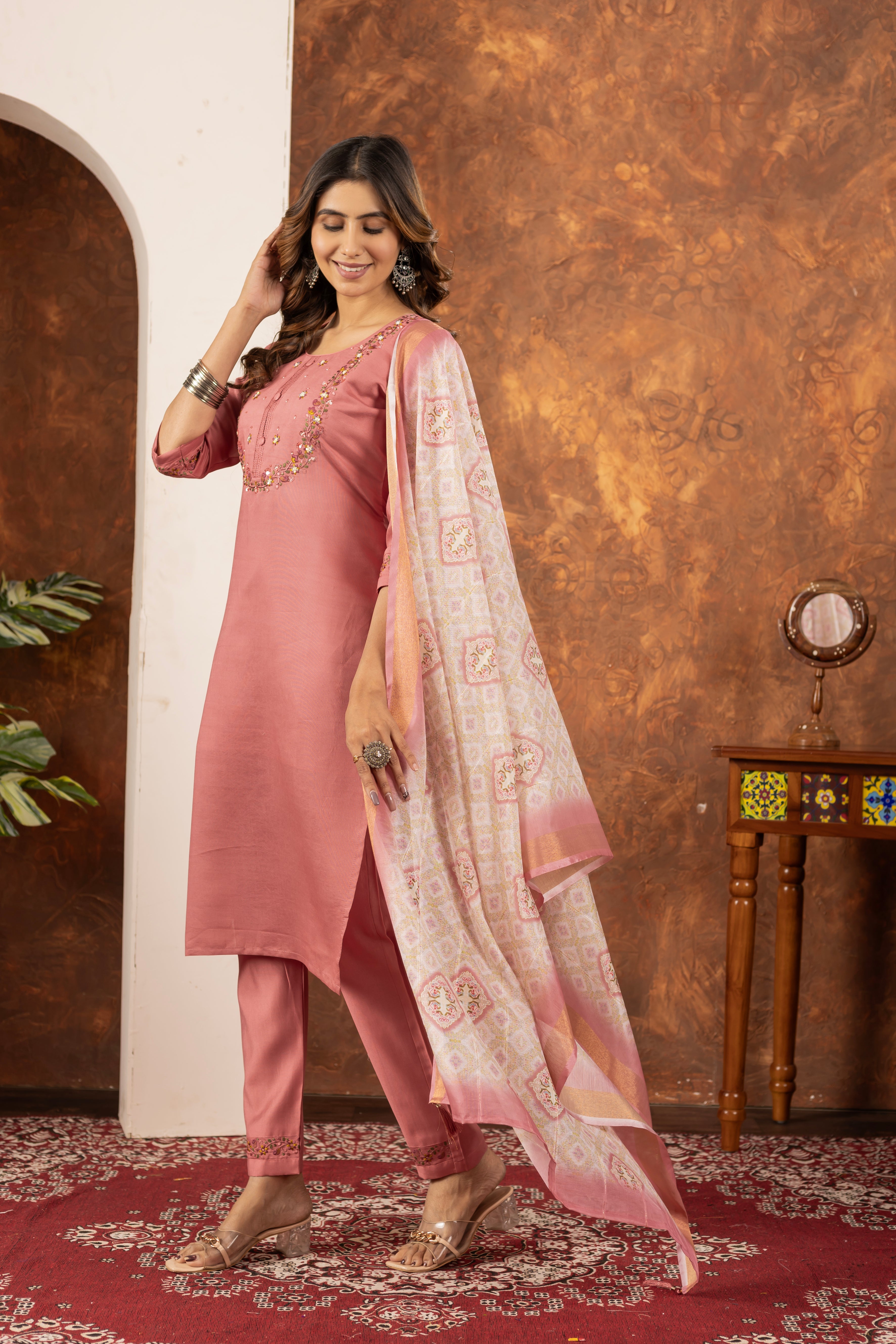 Elegant Straight Kurti Pant Dupatta