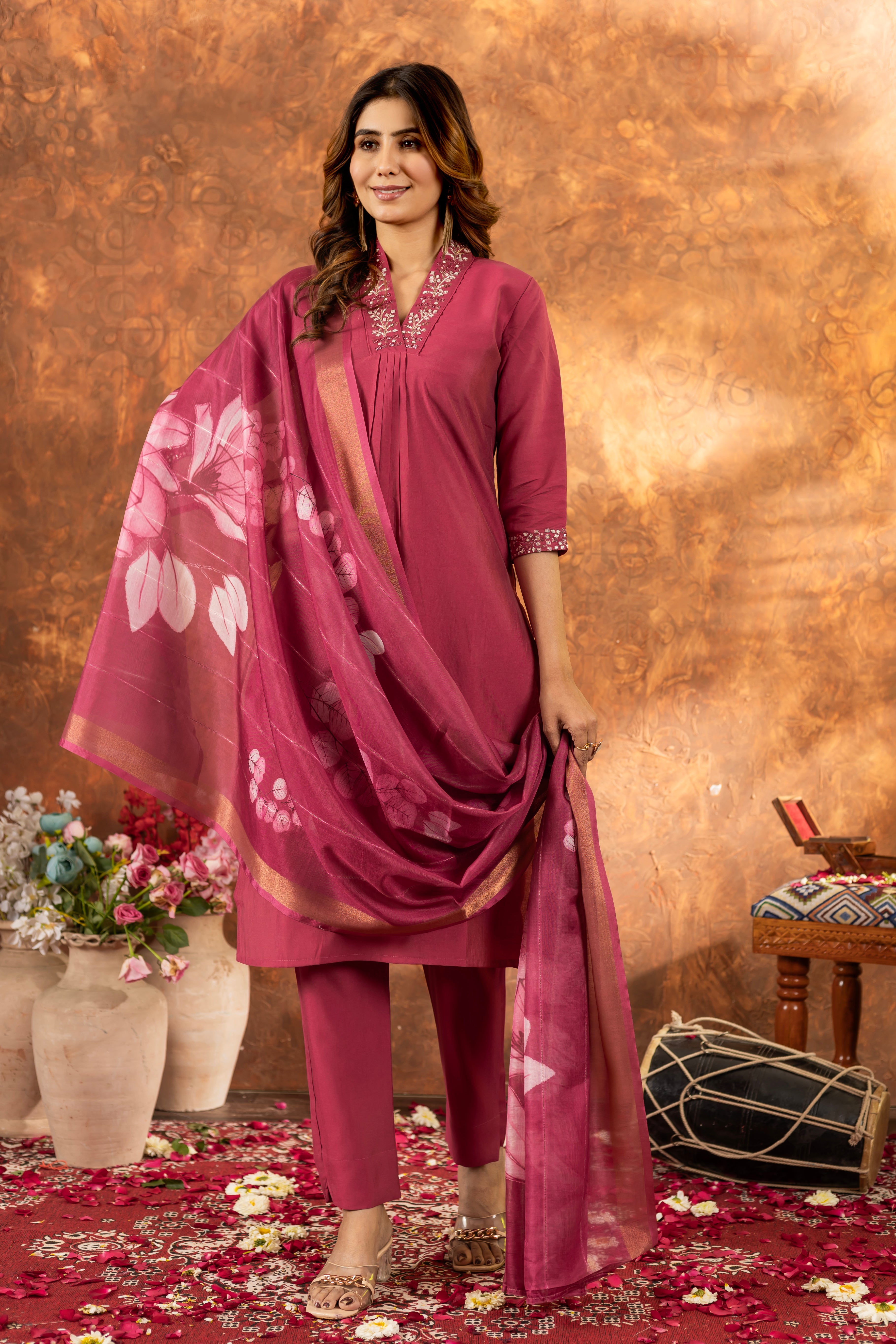 Elegant Straight Kurti Pant Dupatta Set