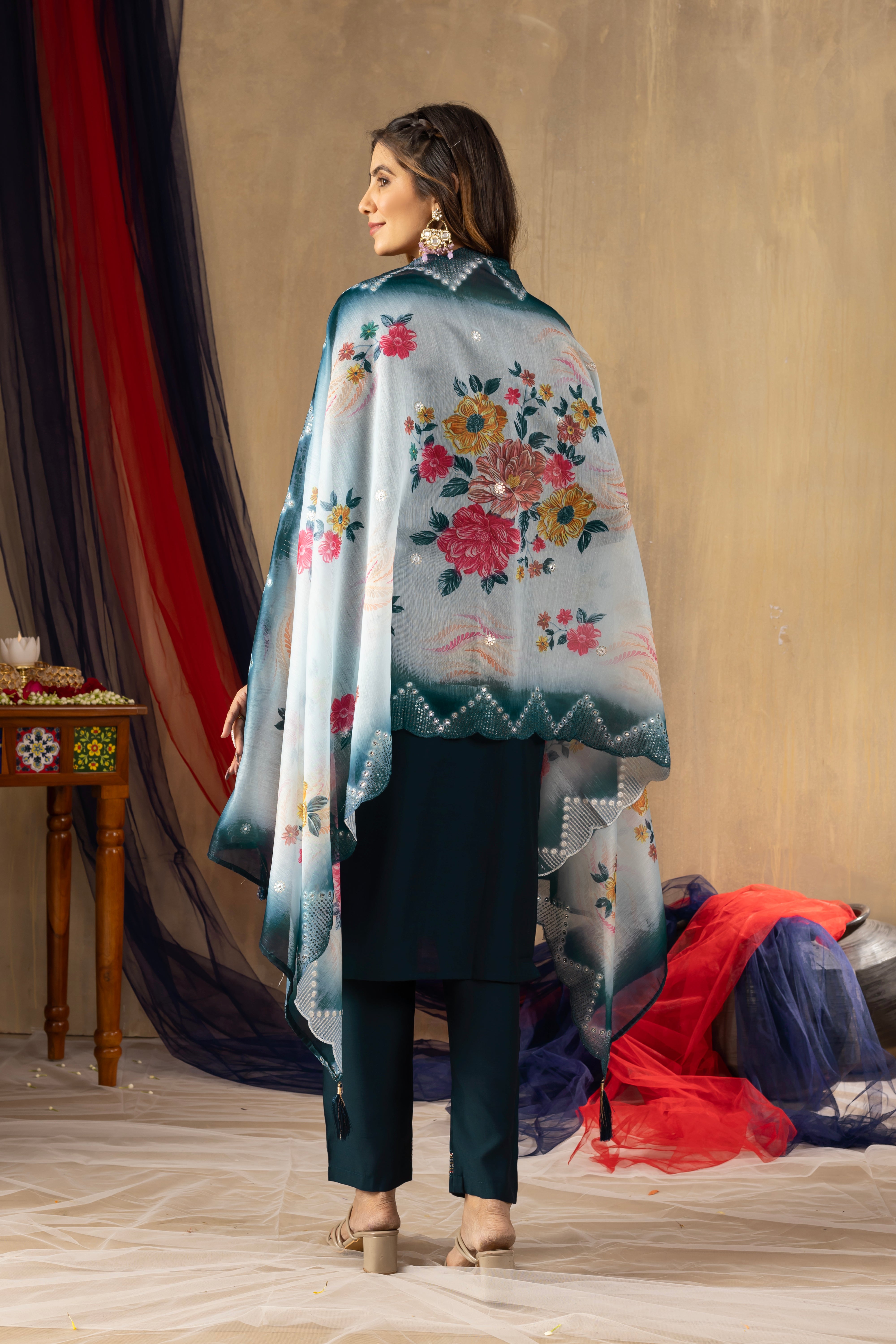 Elegant Straight Kurti Pant Dupatta Set