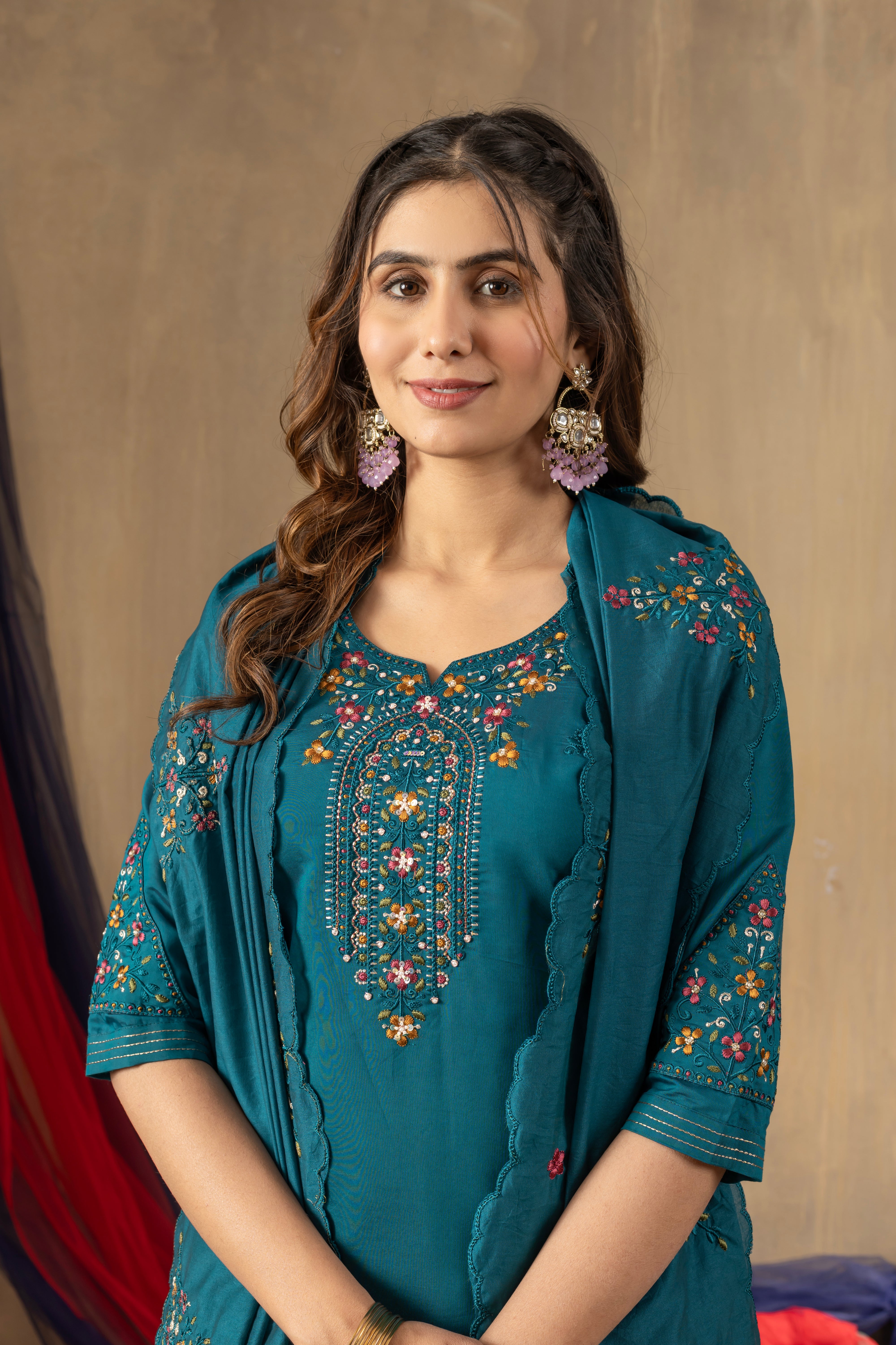 Elegant Straight Kurti Pant Dupatta Set