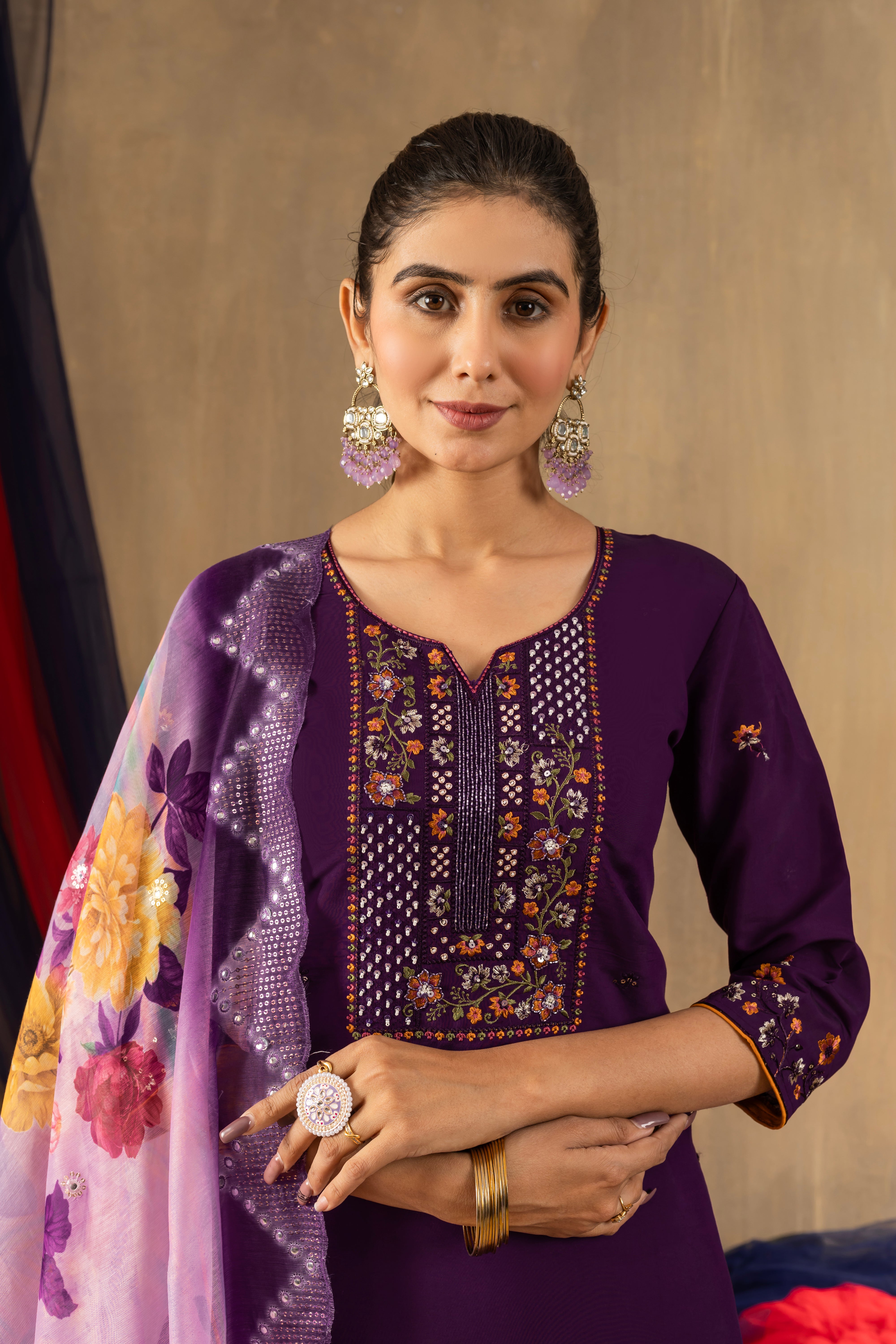 Elegant Straight Kurti Pant Dupatta Set