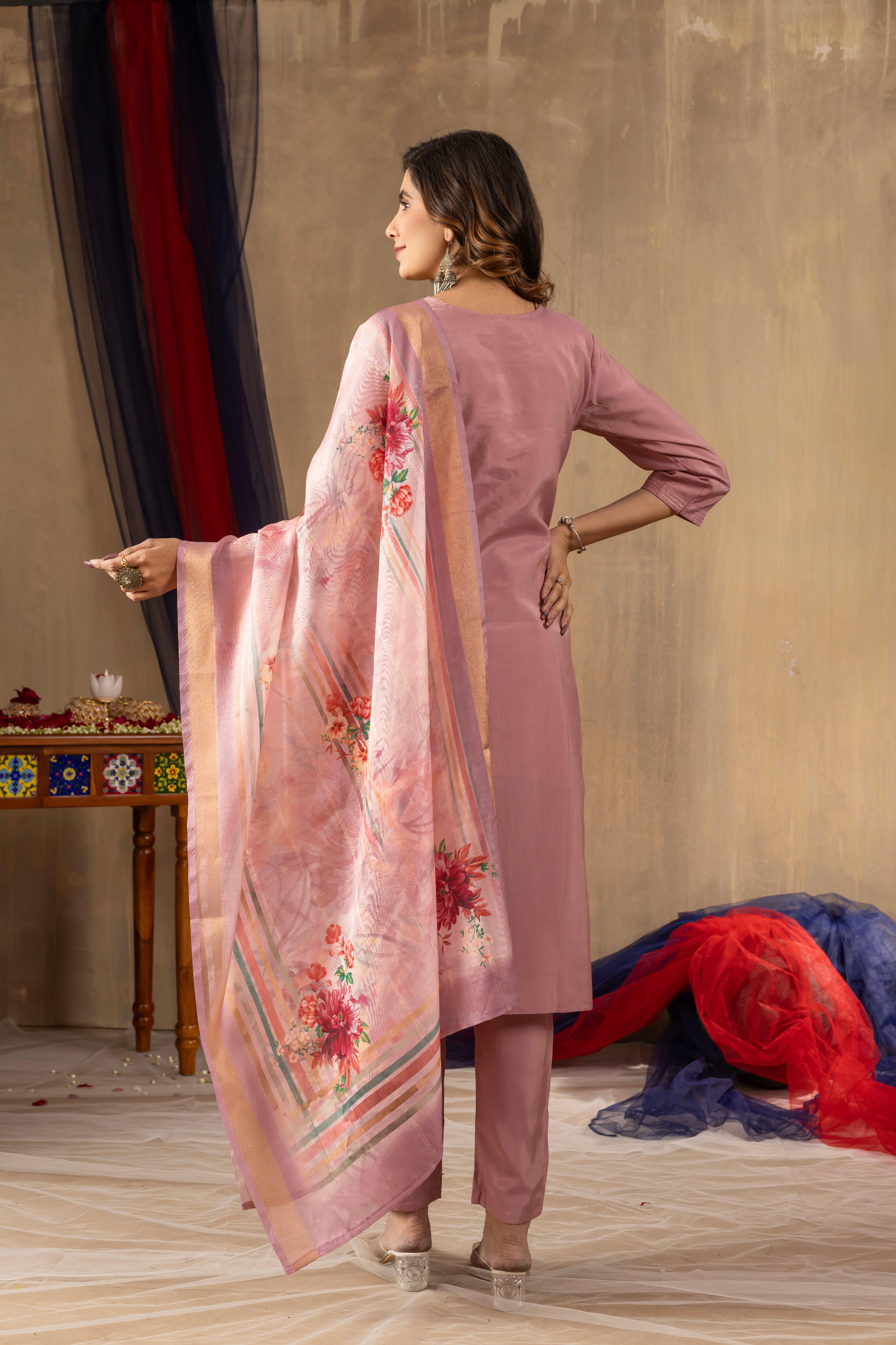Elegant Straight Kurti Pant Dupatta Set