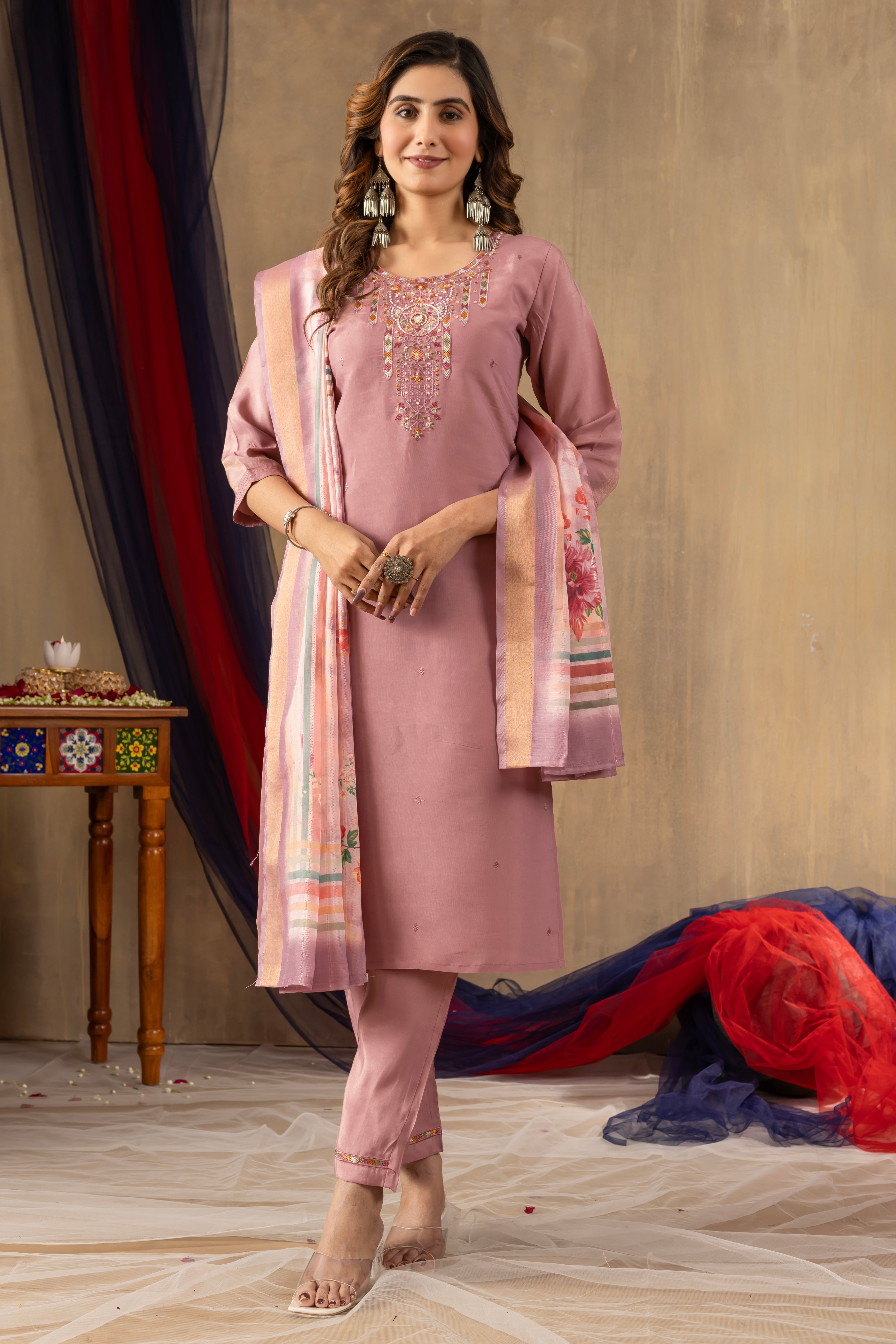 Elegant Straight Kurti Pant Dupatta Set