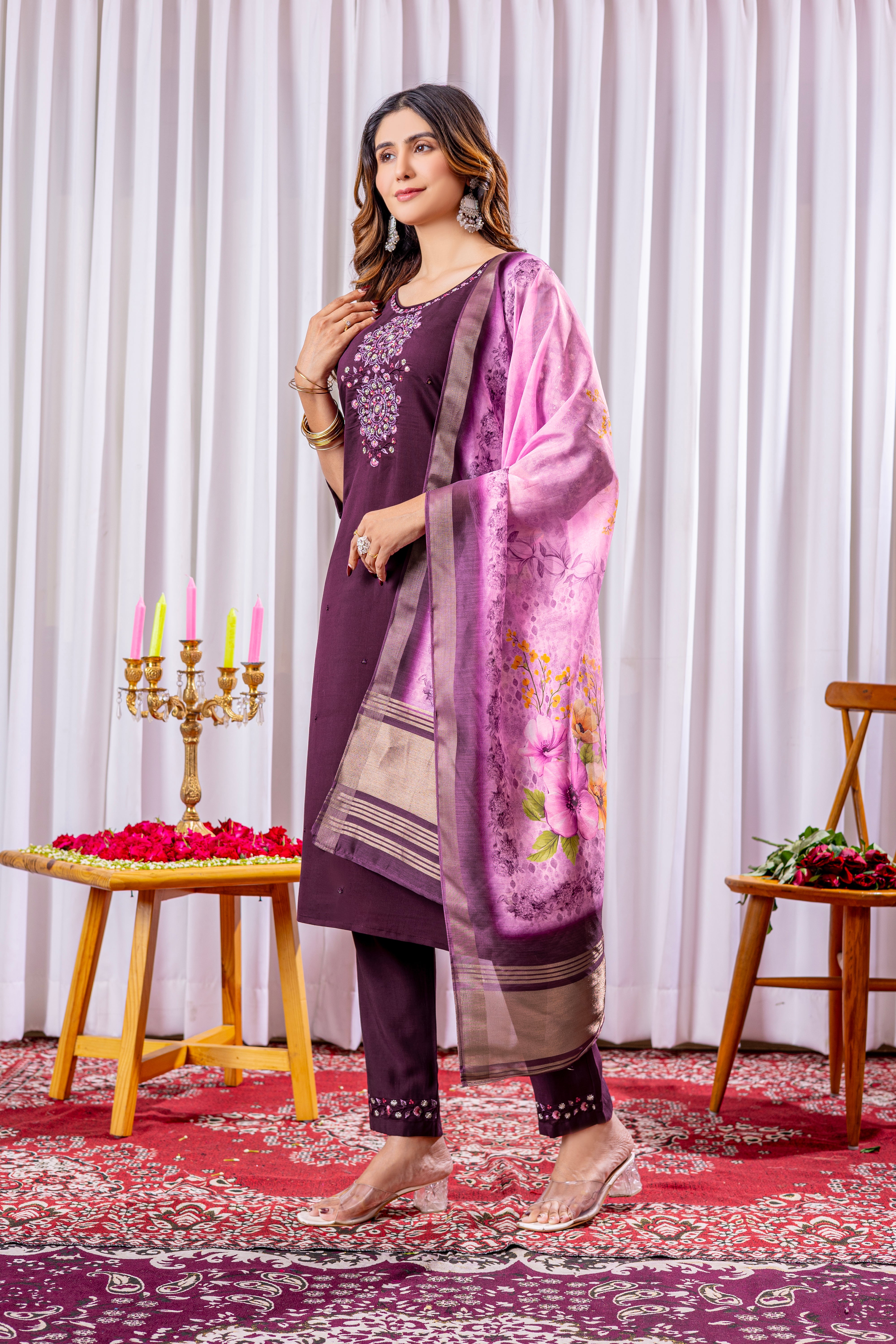 Elegant Straight Kurti Pant Dupatta Set