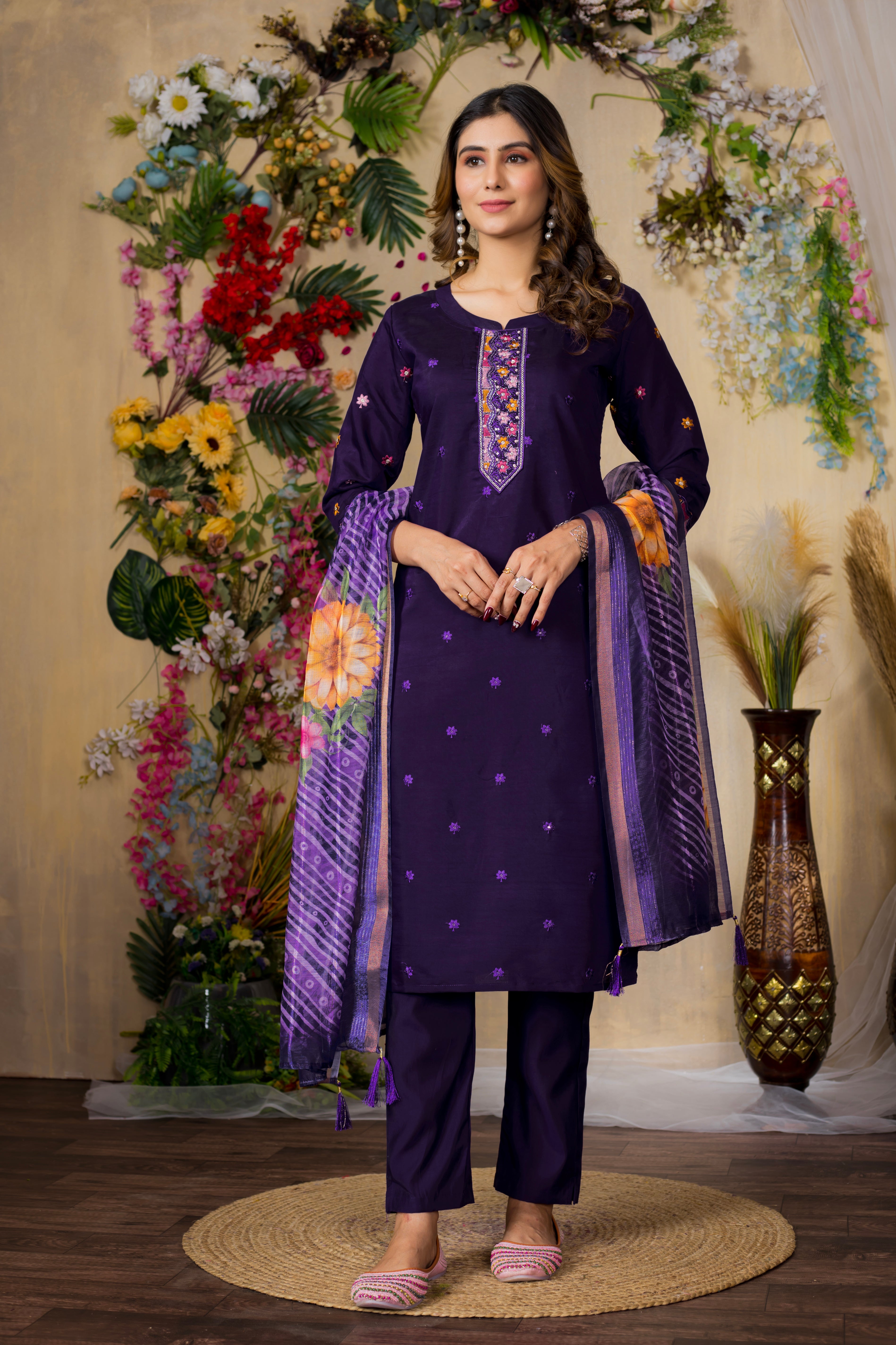 Elegant Straight Kurti Pant Dupatta Set