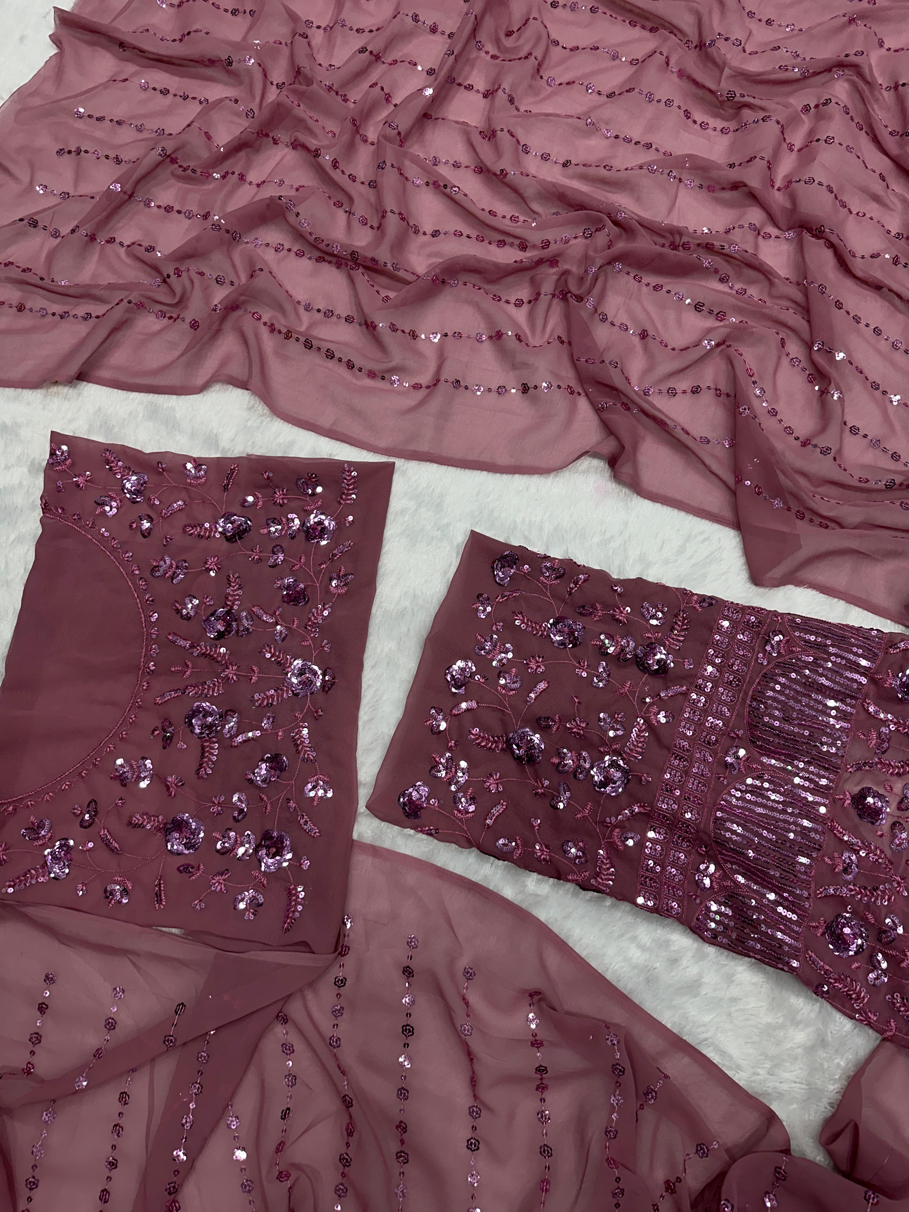 Pure Georgette fabric with Embroidery Sequins work saree