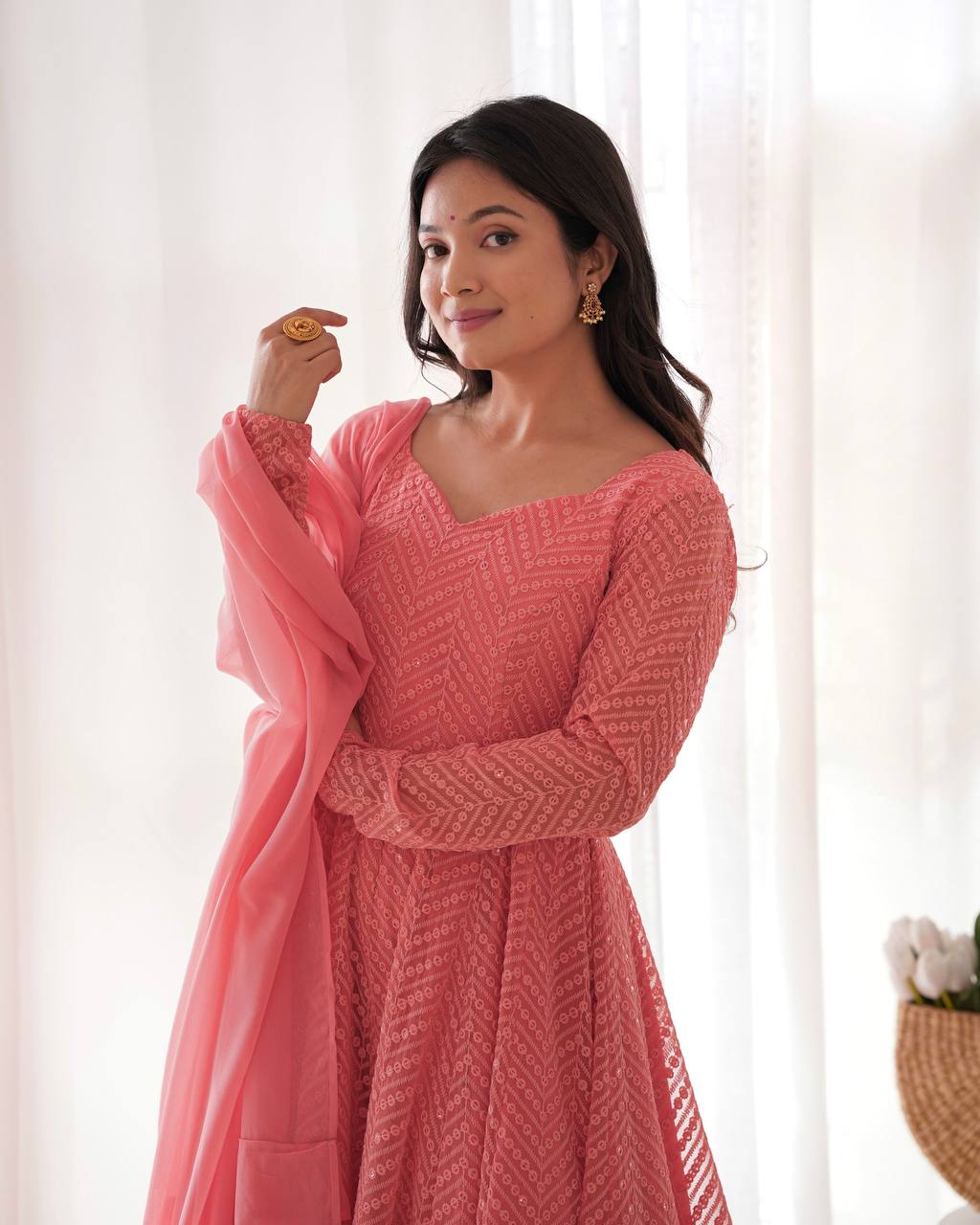 FULLY FLAIR KALI PATTERN AND CANVAS PATTA WITH DUPPTA SET,PENT READY TO WEAR*