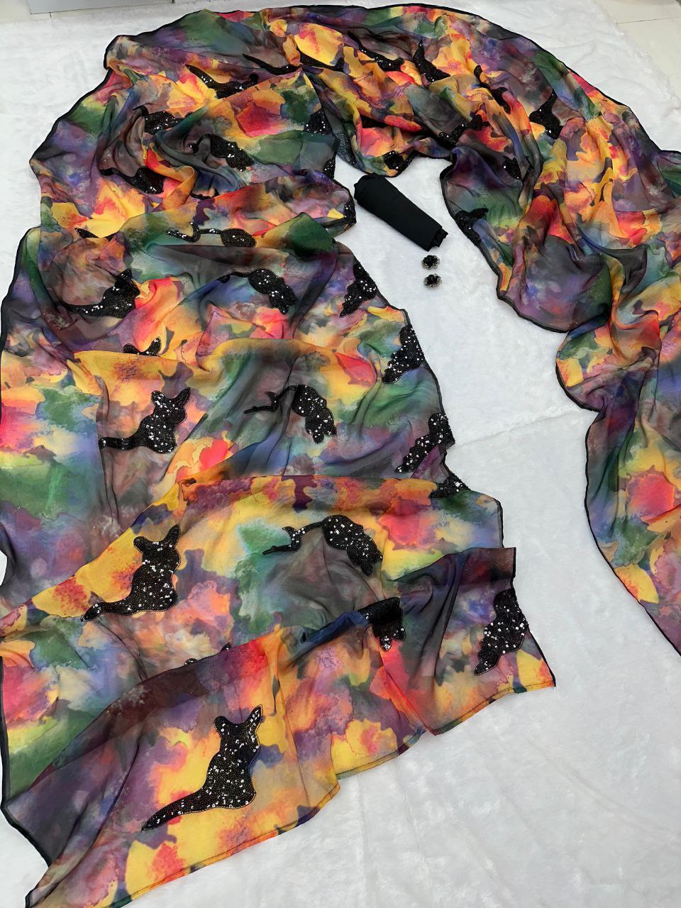 Pure Jimmy Organza silk Digital Printed saree