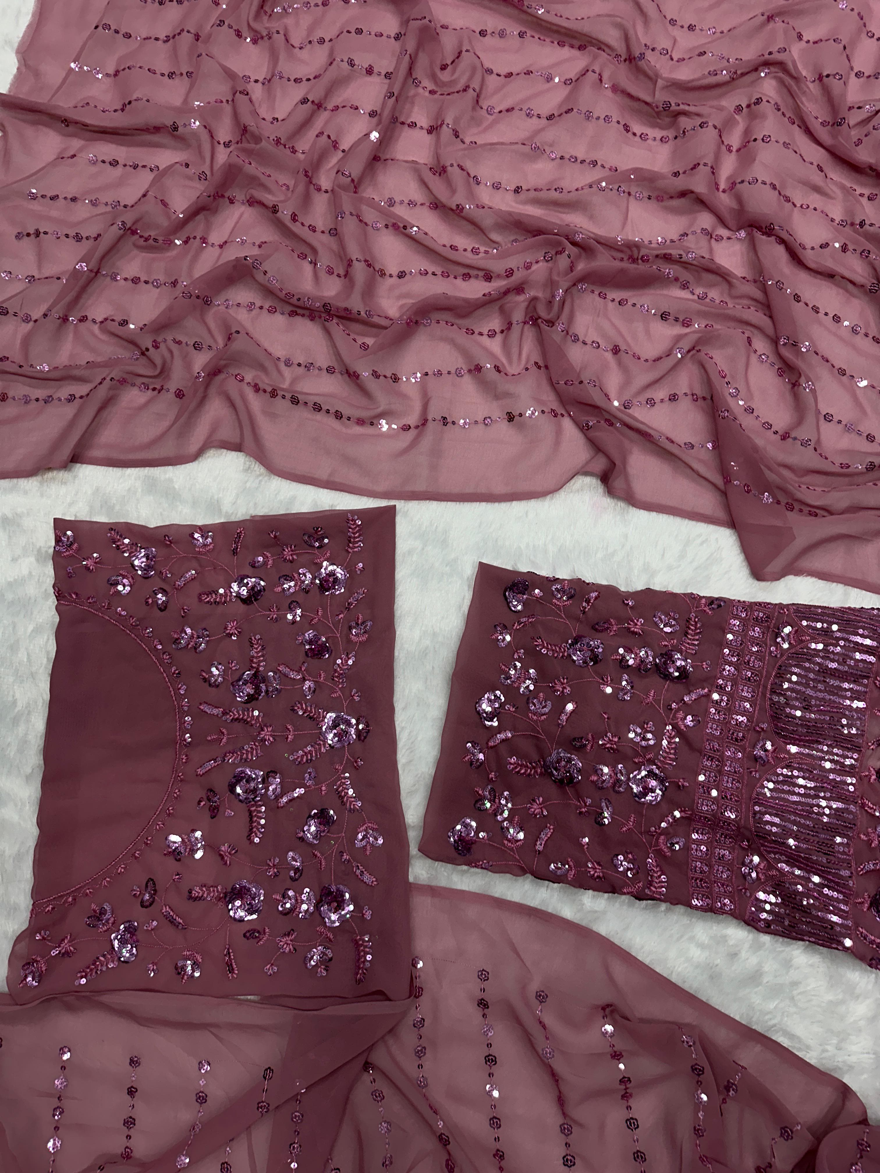 Pure Georgette fabric with Embroidery Sequins work saree