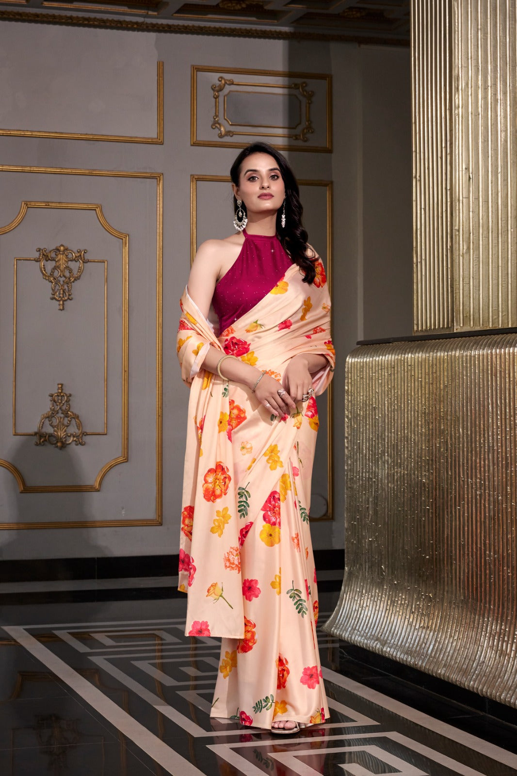 Satin Silk Printed Saree