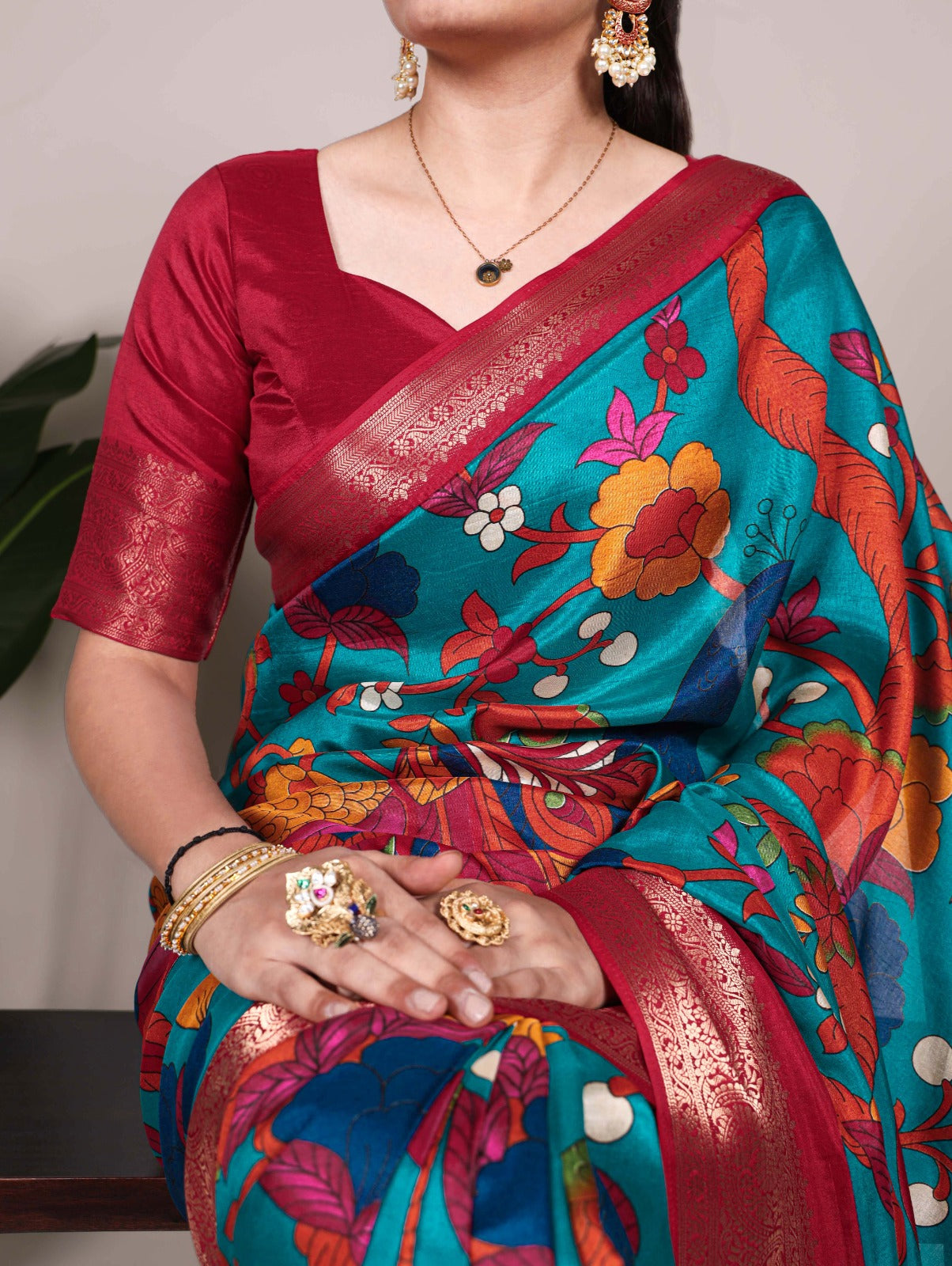 Printed With Zari Weaving Work Saree