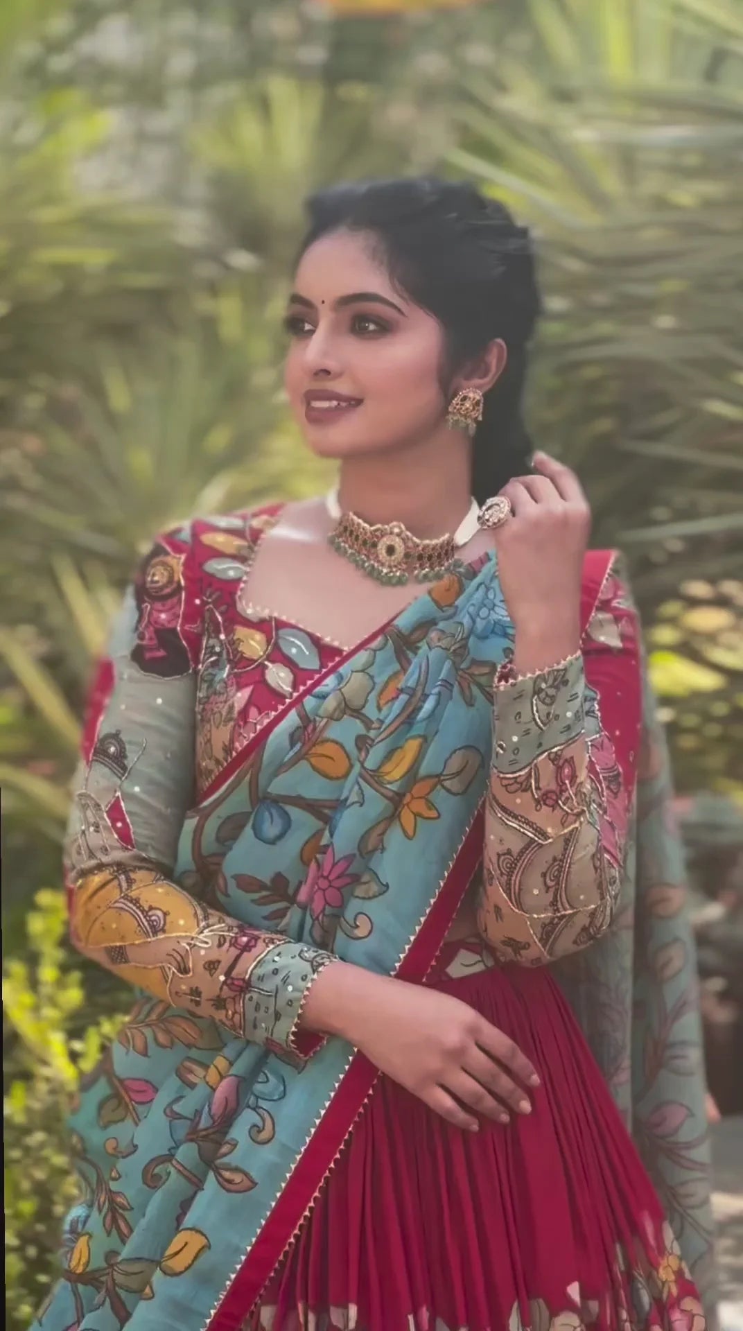 Elegant kalmakari lehenga , light shades to complement to create beautiful aura in all function