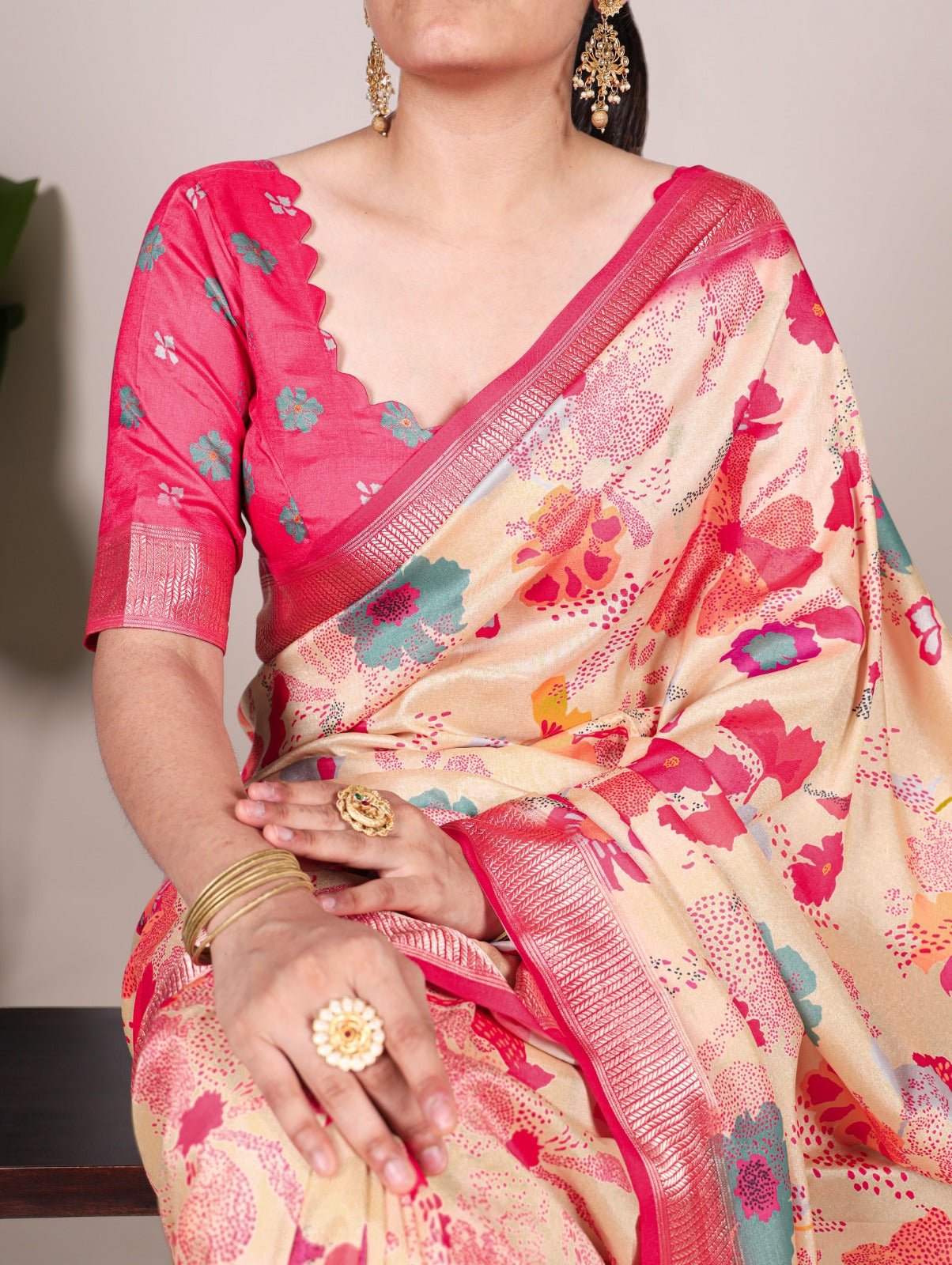 Tussar Silk With Viscose Border Printed Saree