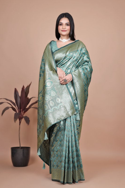 Sea Green Banarasi Silk Saree