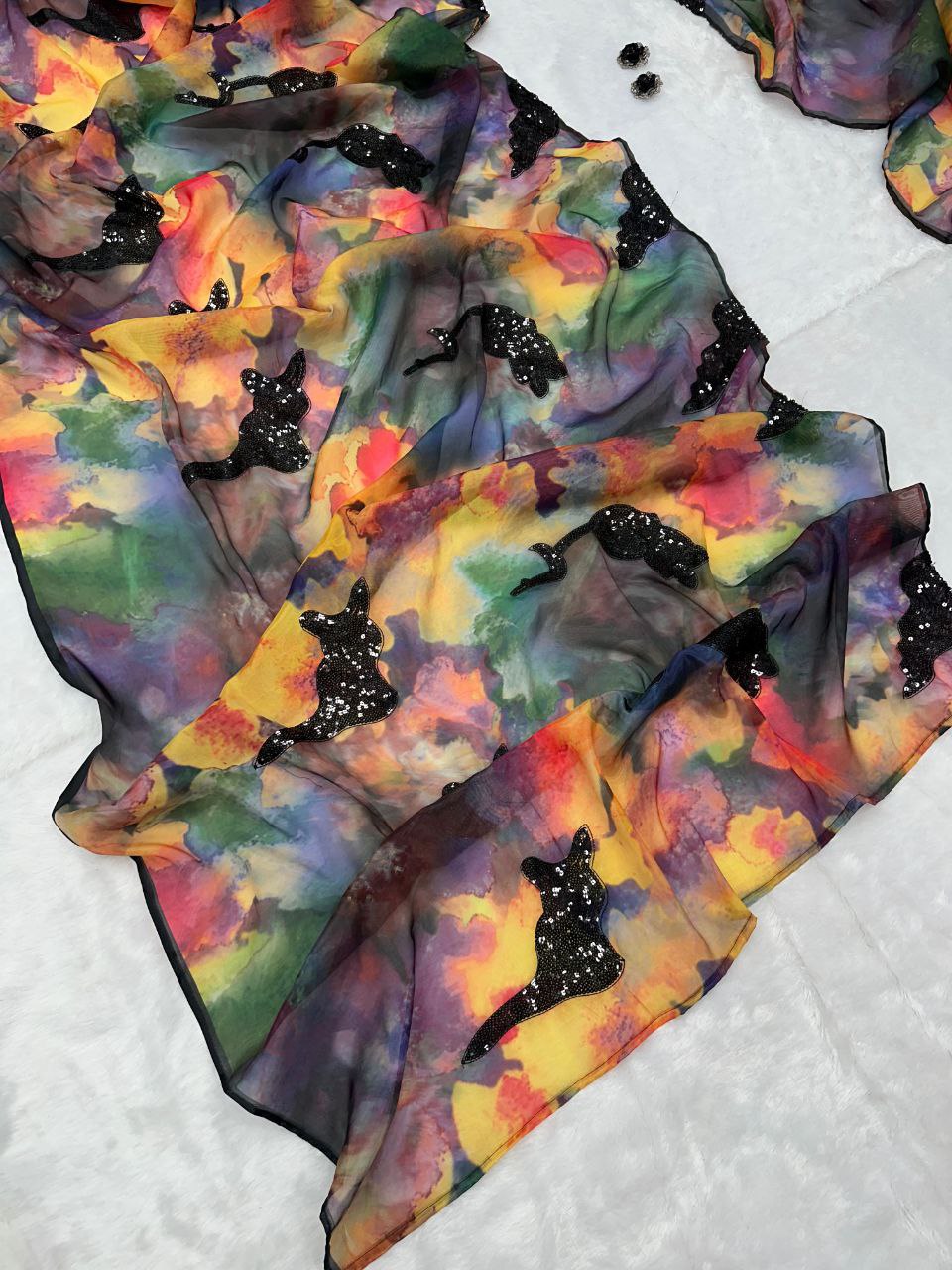 Pure Jimmy Organza silk Digital Printed saree