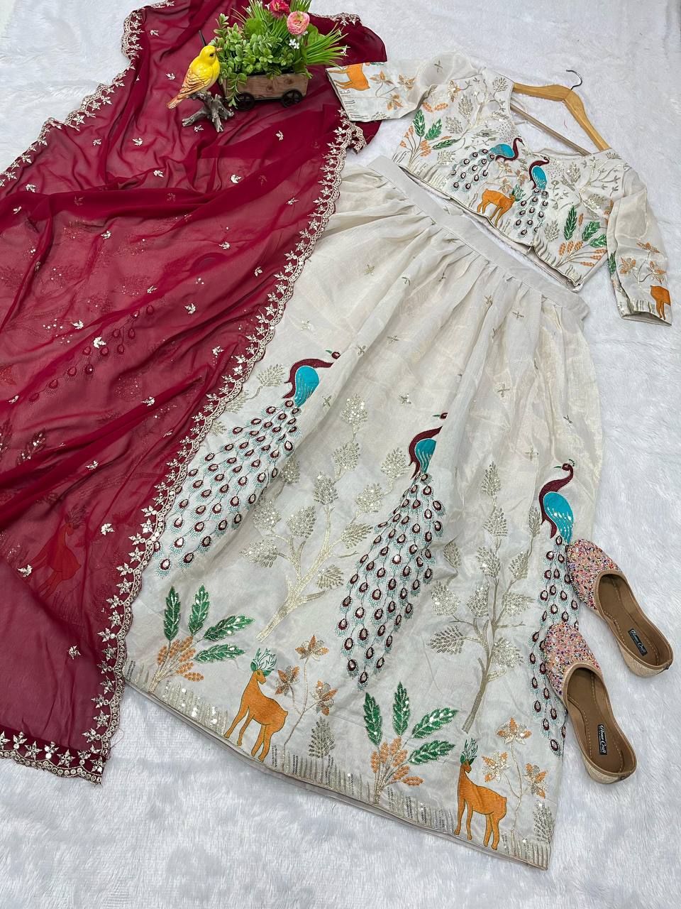 Heavy Tissue Silk Lahenga