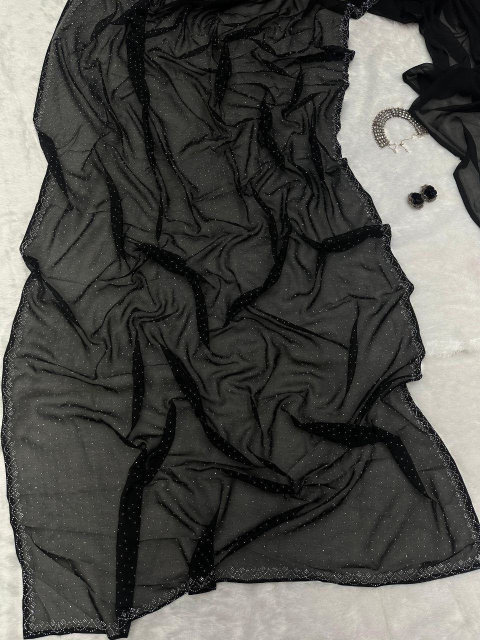 Pure Georgette saree with Swarovski Diamond work