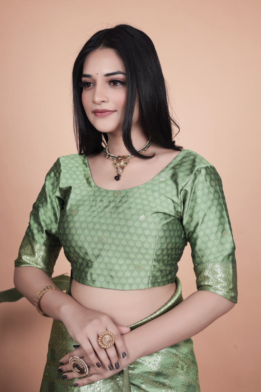 Graceful Light Green Banarasi Silk Saree