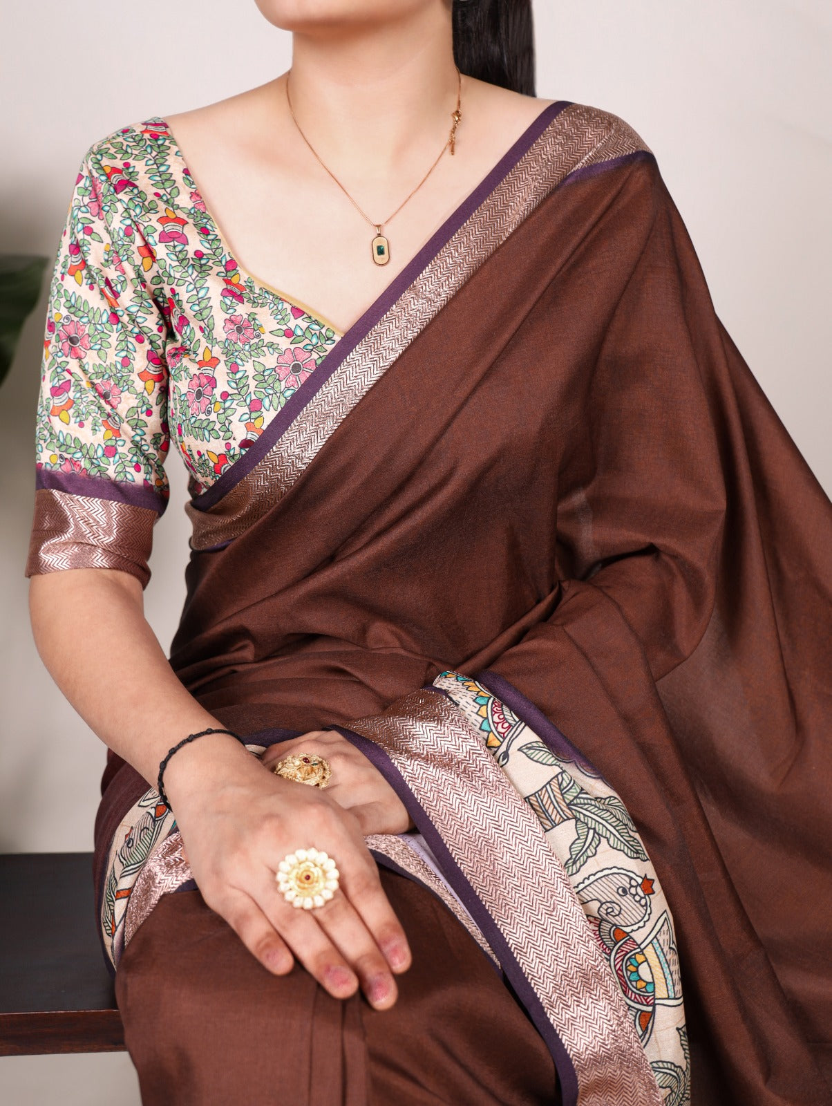 Tussar Silk With Viscose Border Printed Saree