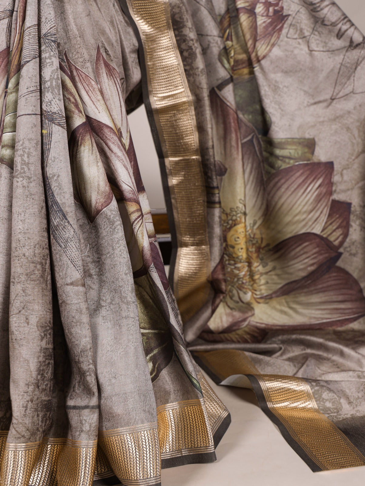 Tussar Silk With Viscose Border Printed Saree