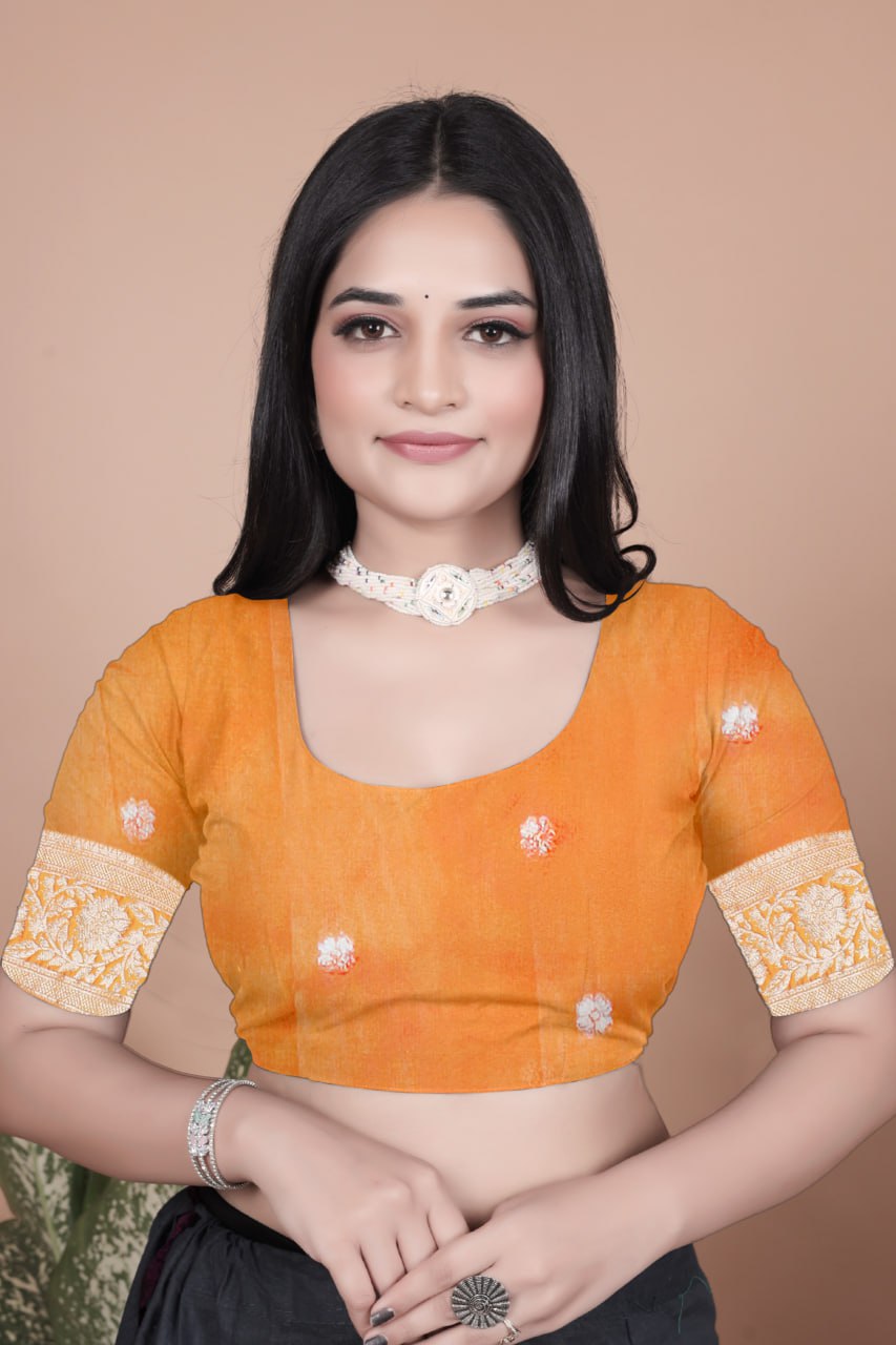 Radiant Orange Silk Saree with Peacock Pallu