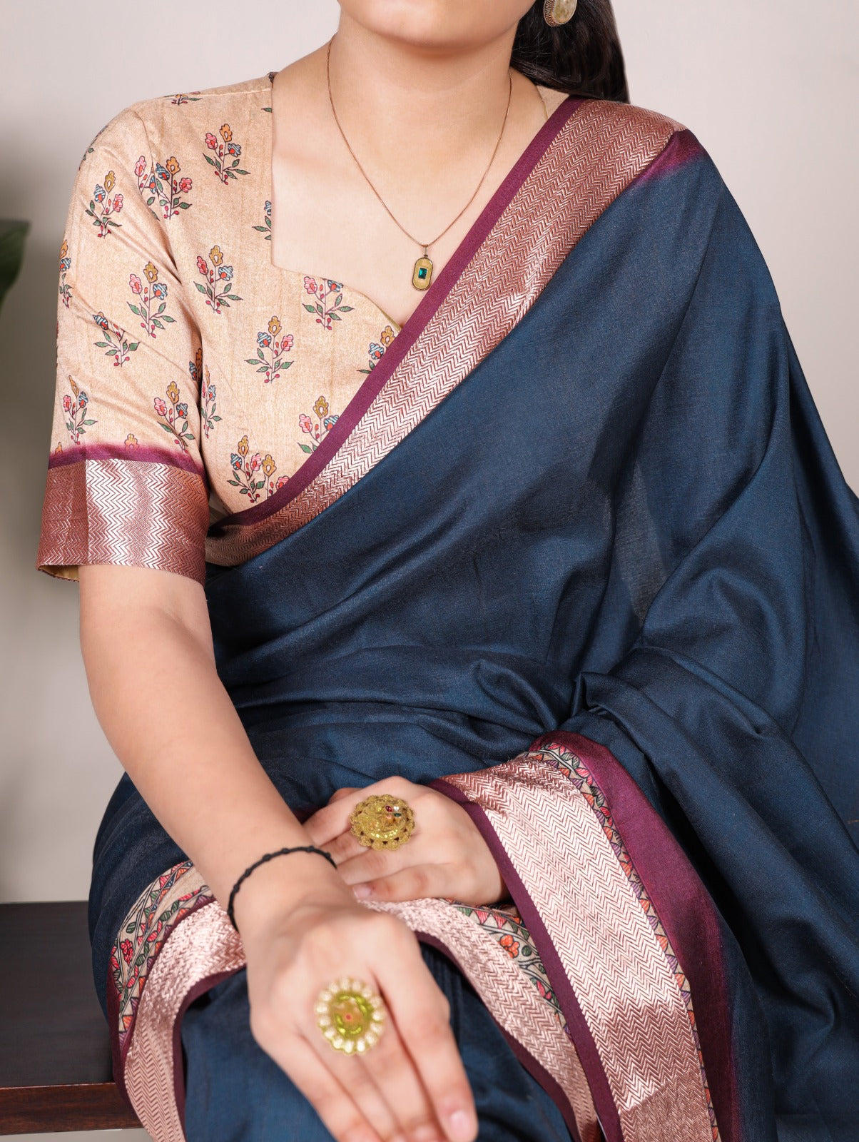 Tussar Silk With Viscose Border Printed Saree