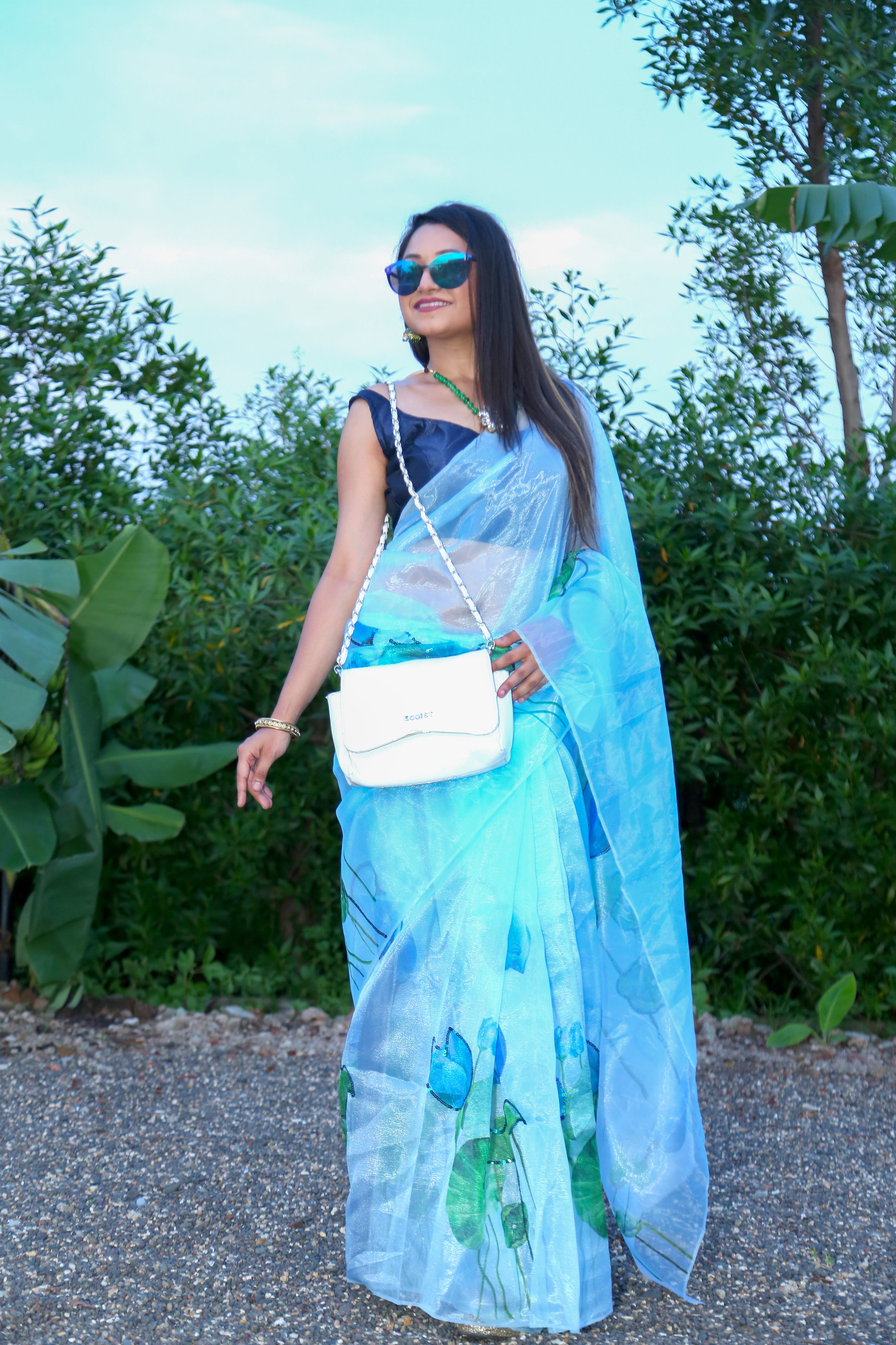 Exclusive Organza Sequence handwork saree