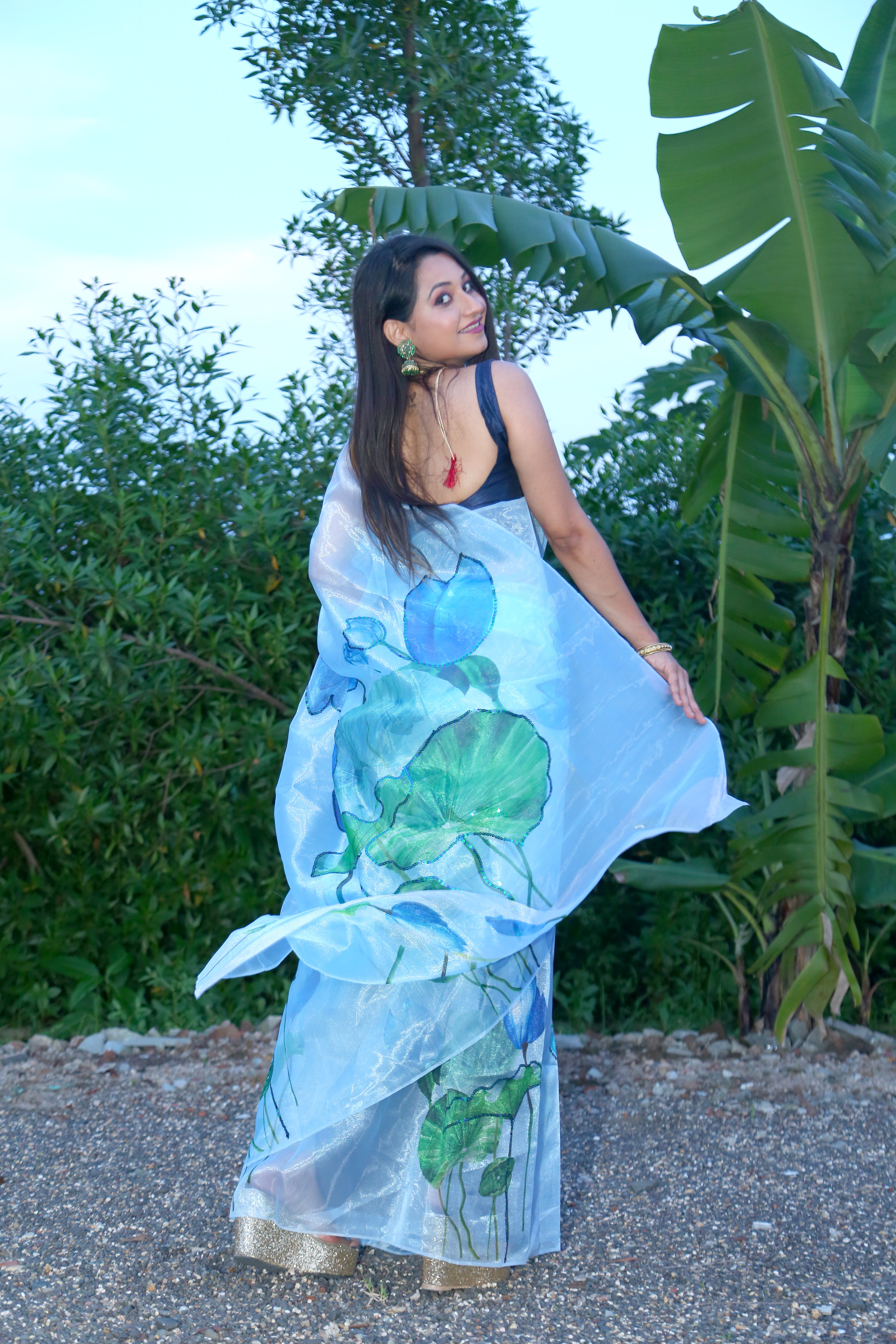 Exclusive Organza Sequence handwork saree