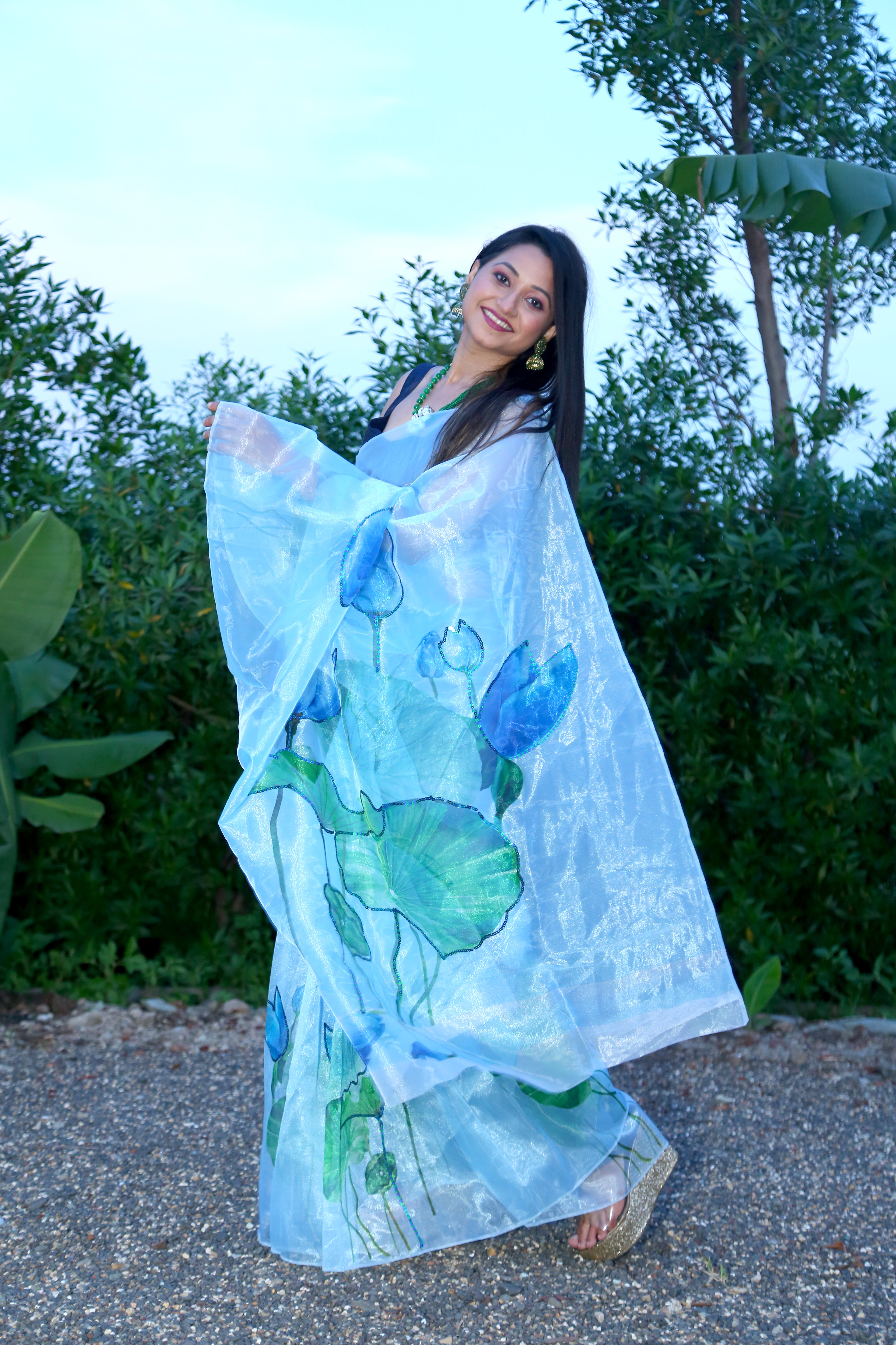 Exclusive Organza Sequence handwork saree