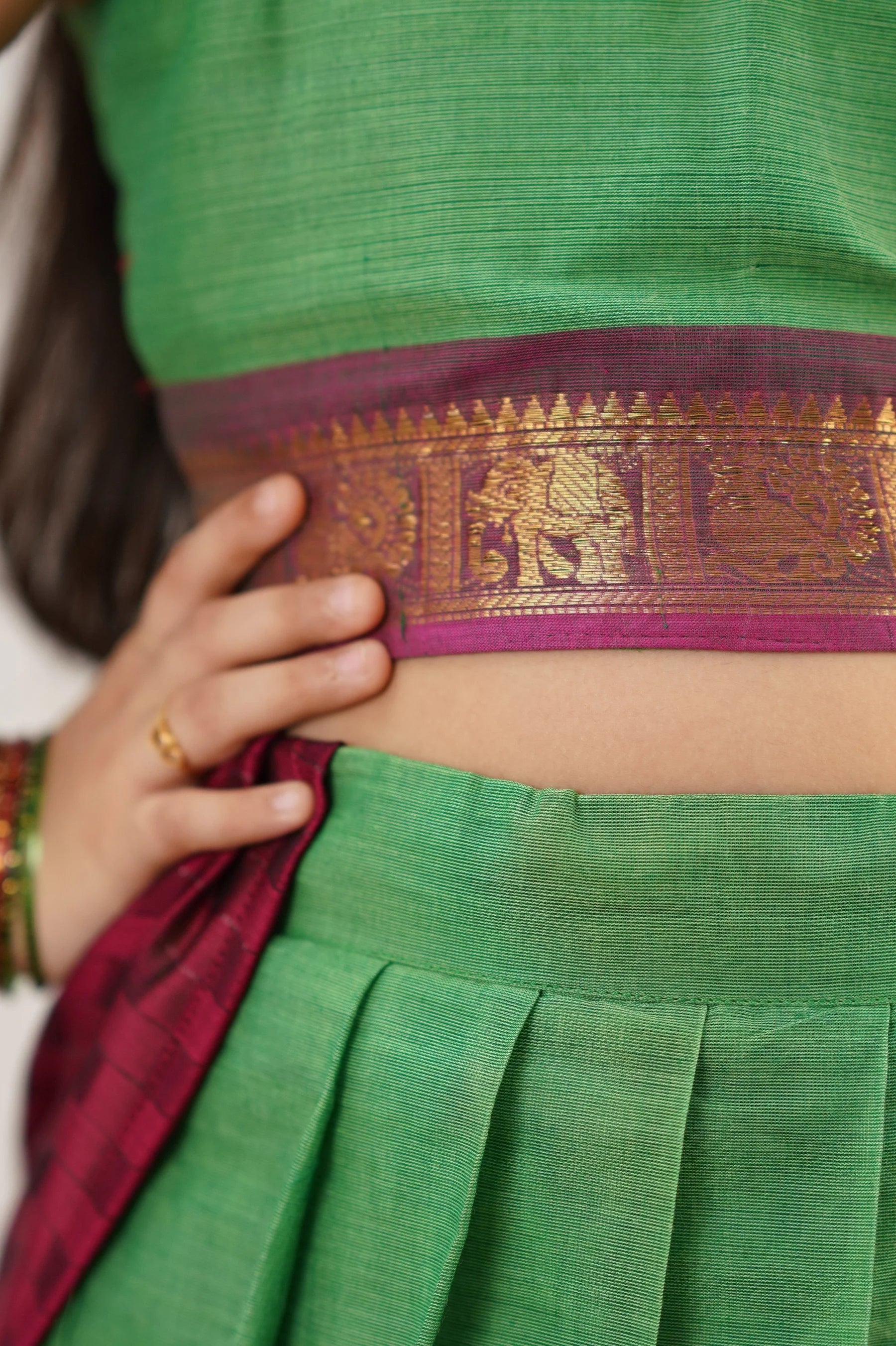 KIDS HALF SAREE LEHENGA - PERROT & PINK